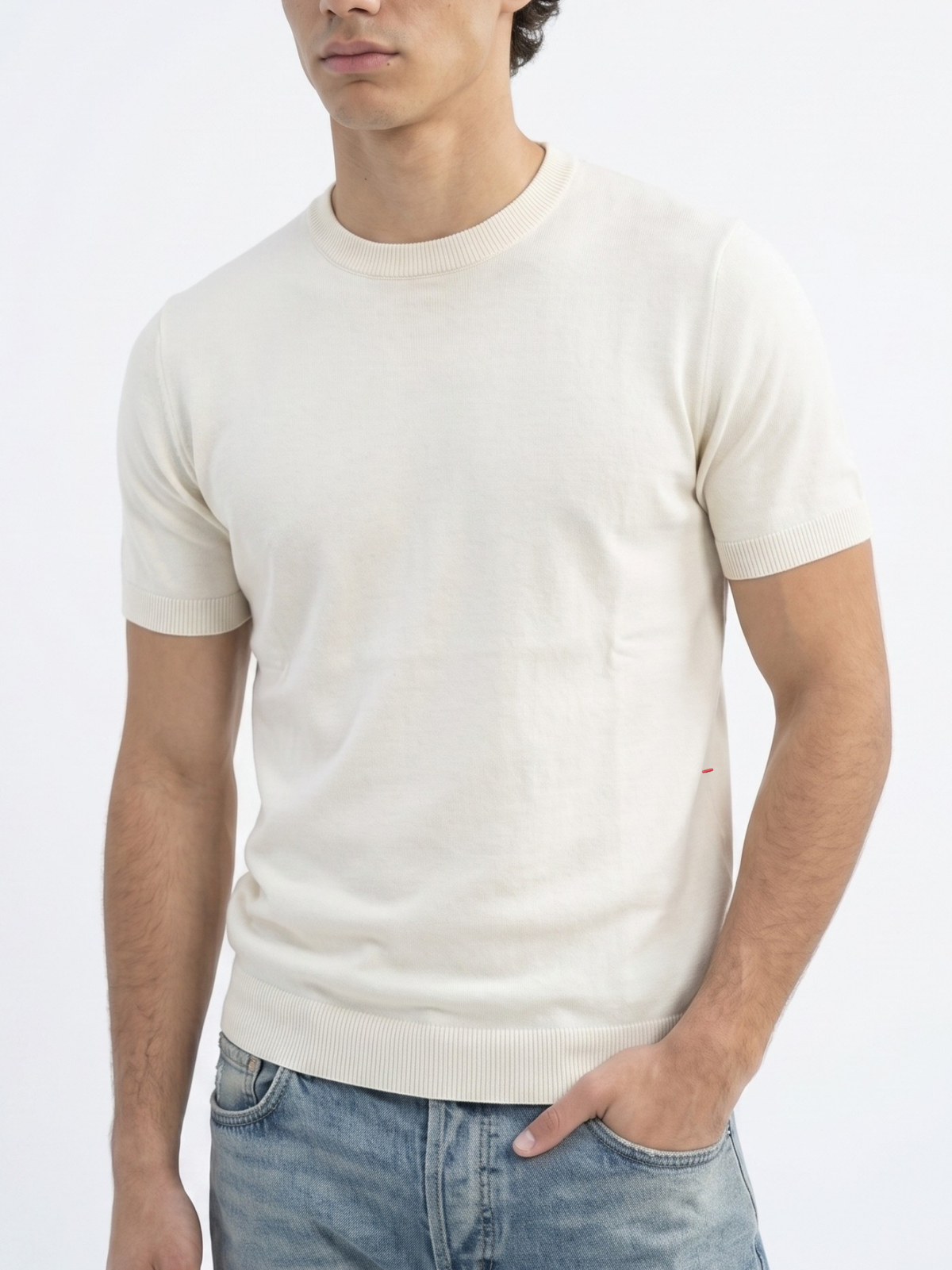 REFINED ROUND NECK COTTON KNIT T-SHIRT