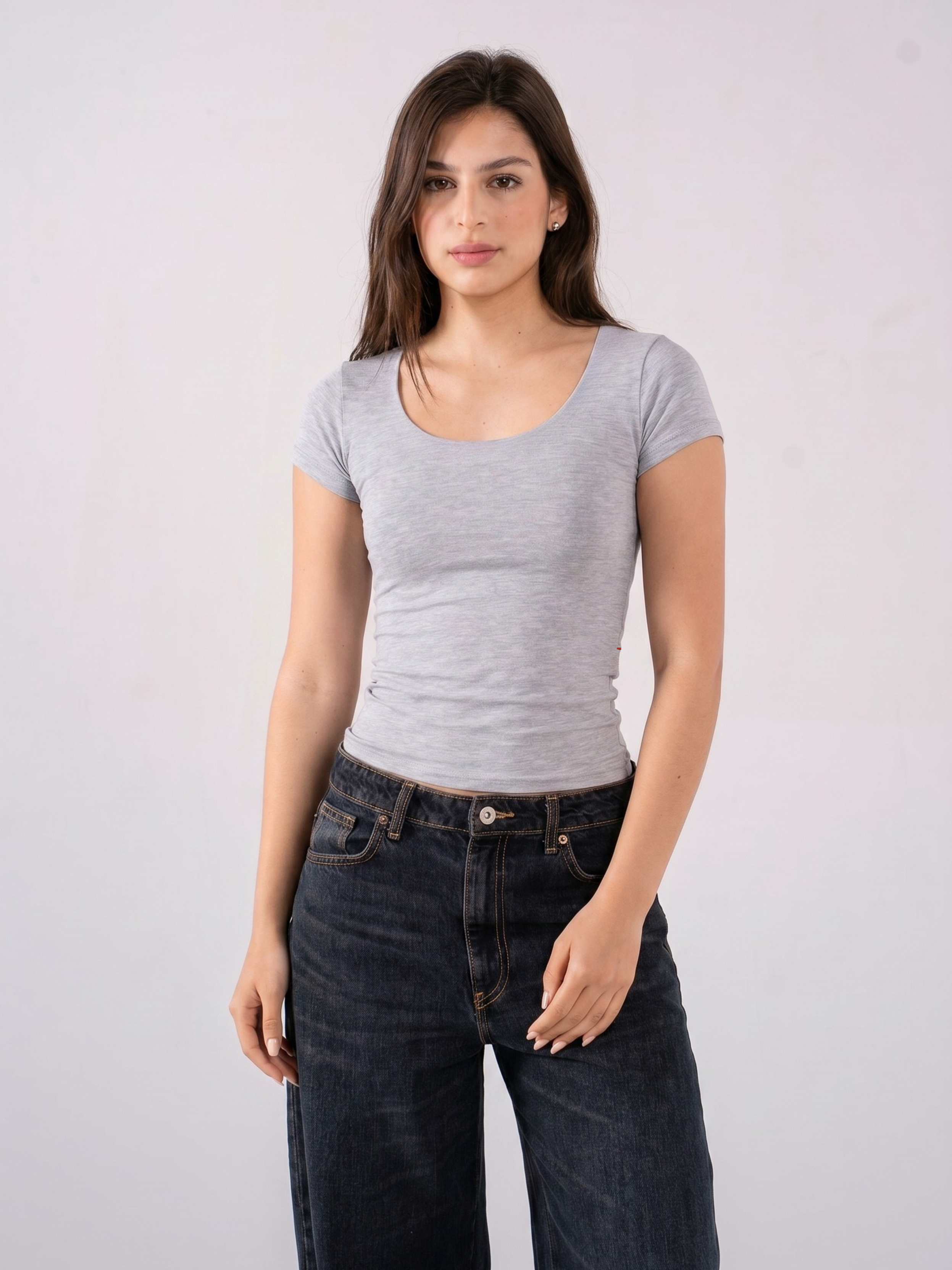 REFINED COTTON SHORT-SLEEVE WIDE NECK