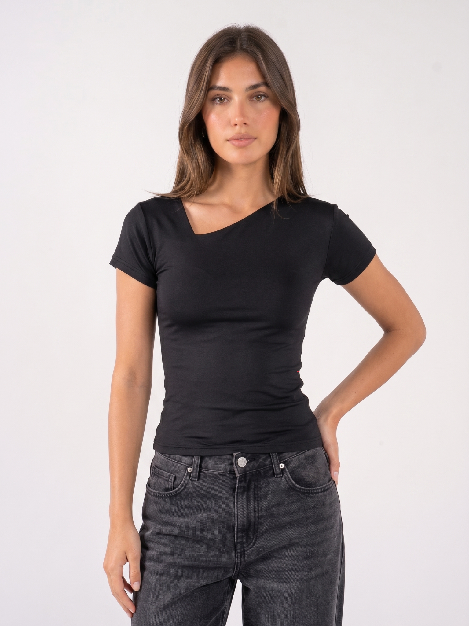 REFINED ASYMMETRICAL V NECK