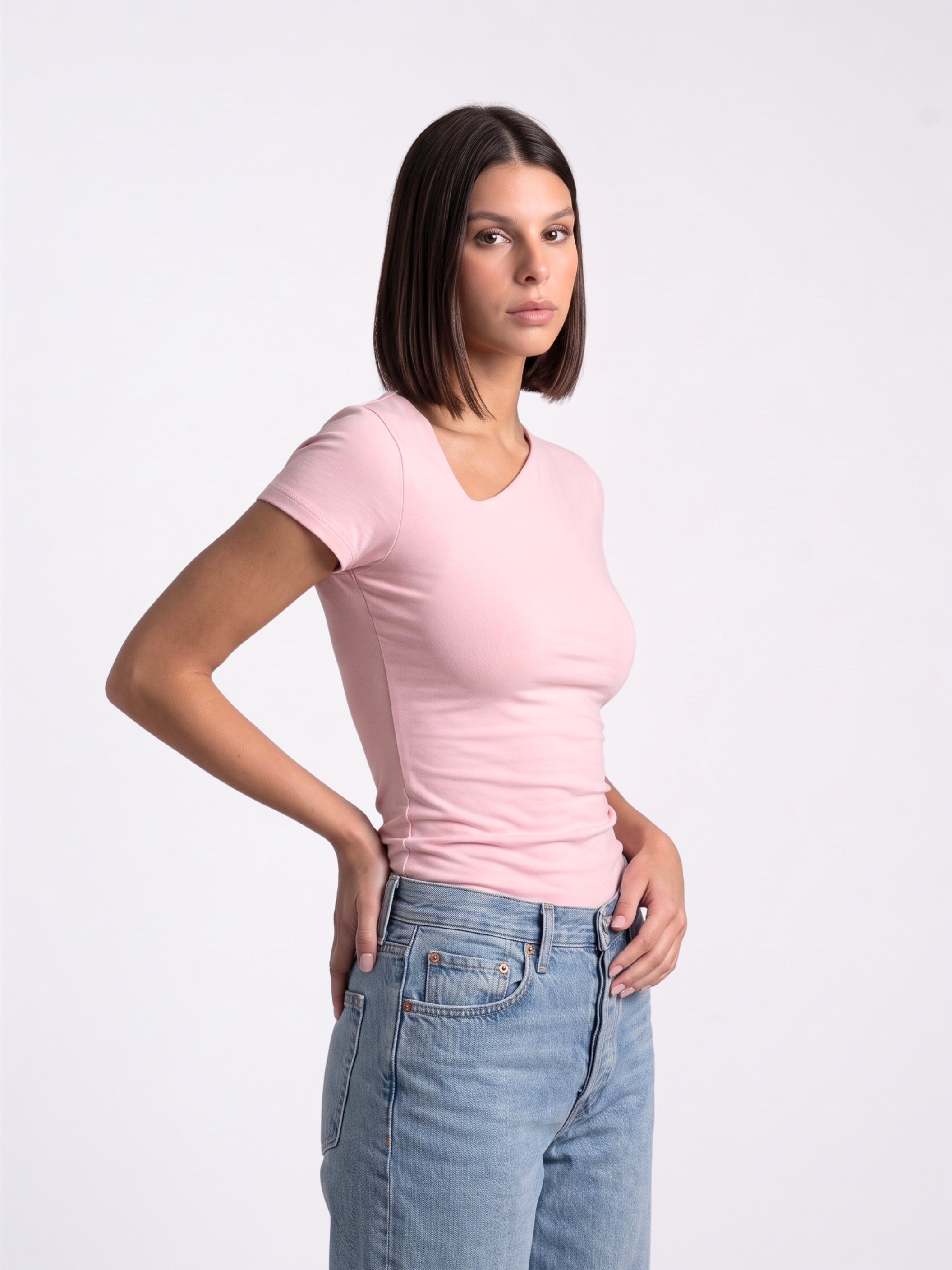 REFINED ASYMMETRICAL V NECK