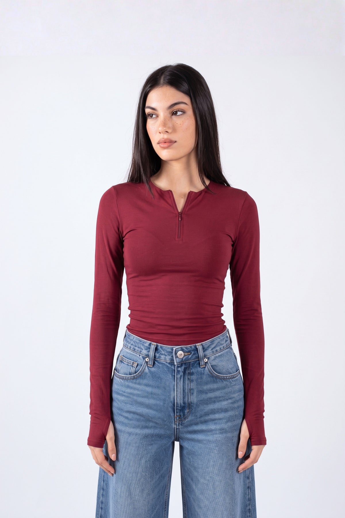 REFINED COTTON LONG-SLEEVE ZIPPER