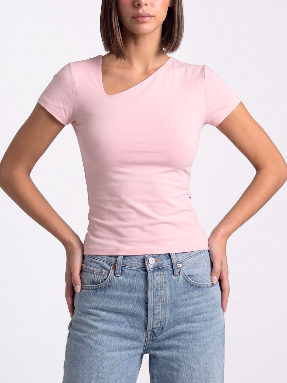 REFINED ASYMMETRICAL V NECK