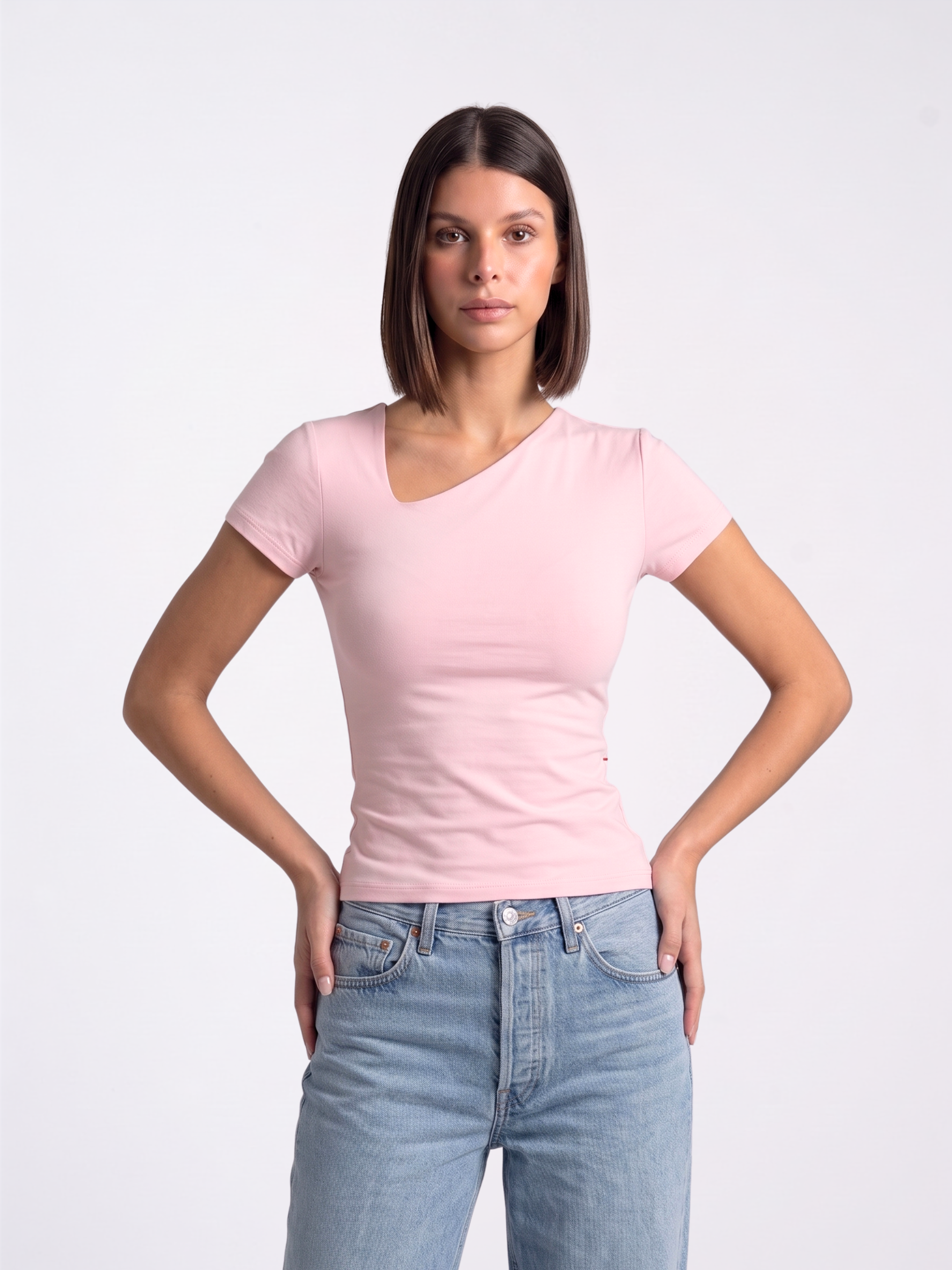 REFINED ASYMMETRICAL V NECK