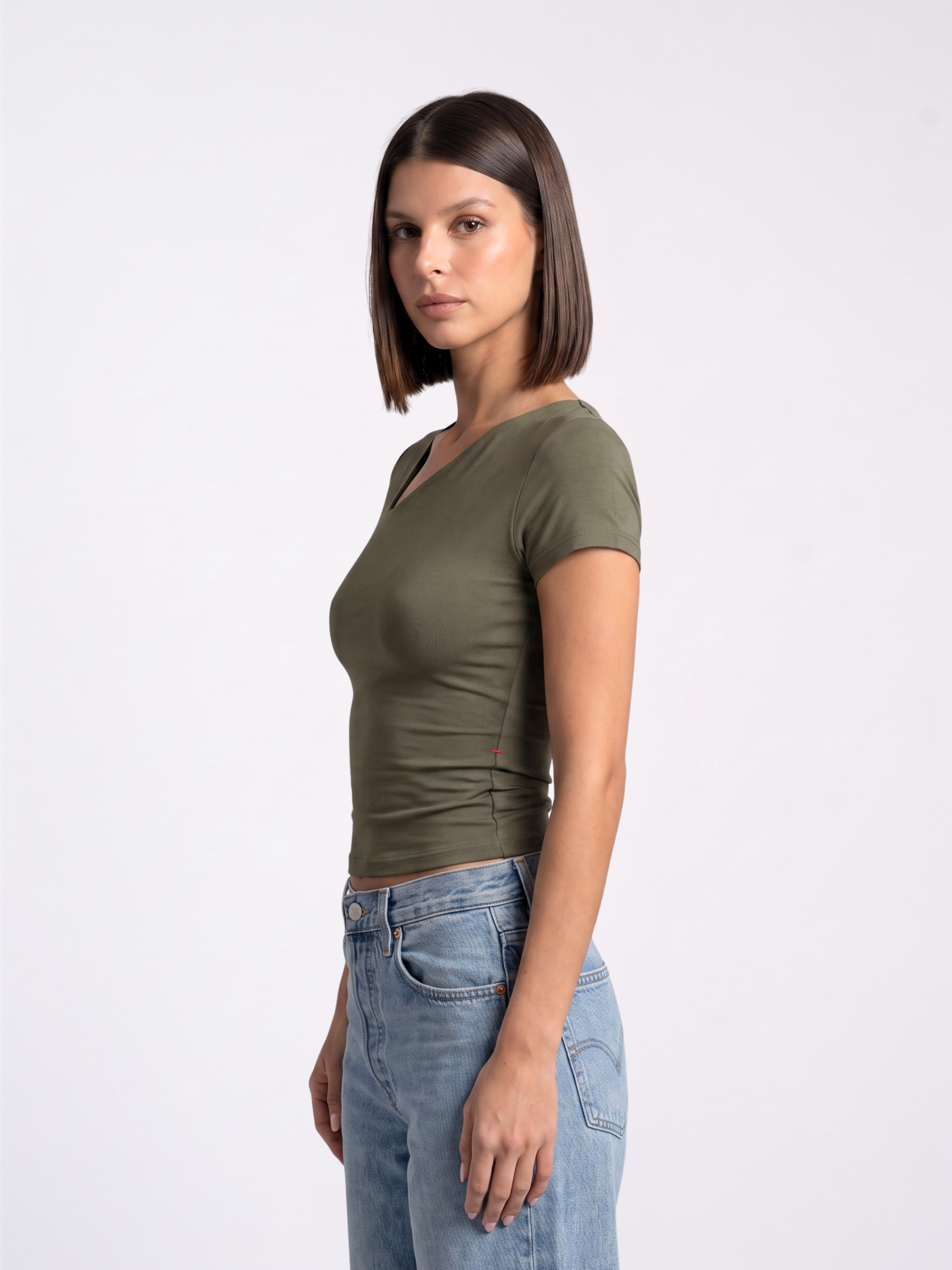 REFINED ASYMMETRICAL V NECK