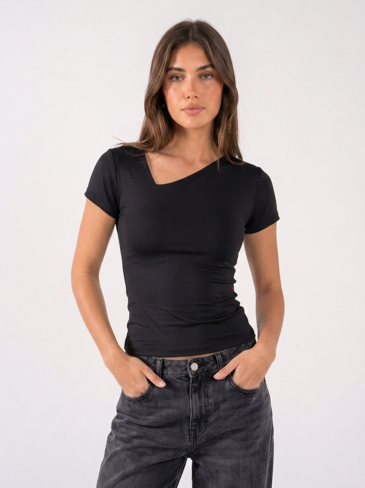 REFINED ASYMMETRICAL V NECK