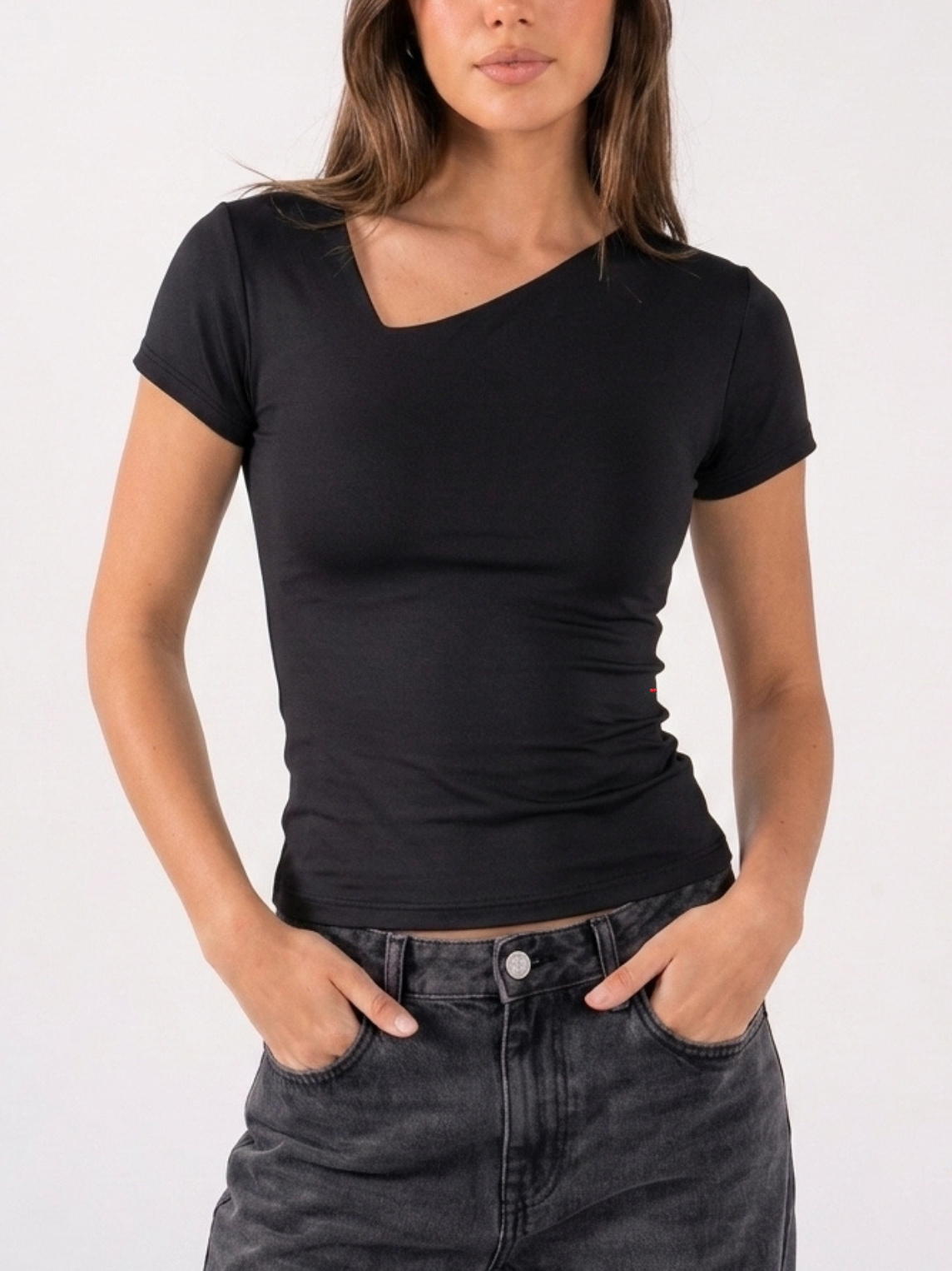 REFINED ASYMMETRICAL V NECK