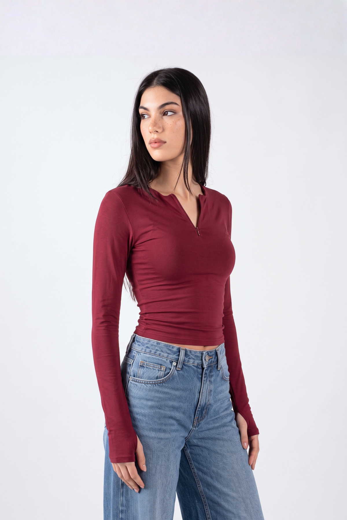 REFINED COTTON LONG-SLEEVE ZIPPER