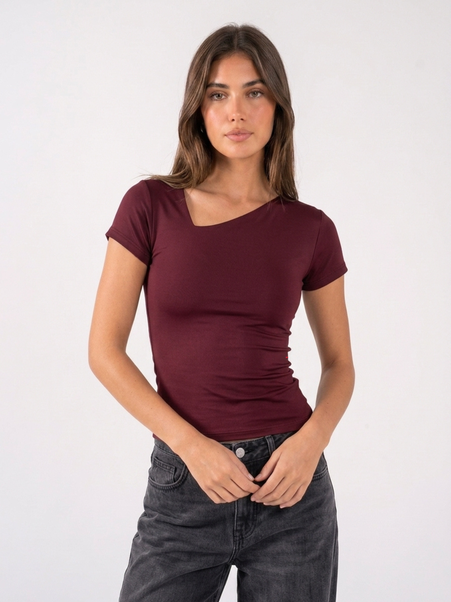 REFINED ASYMMETRICAL V NECK