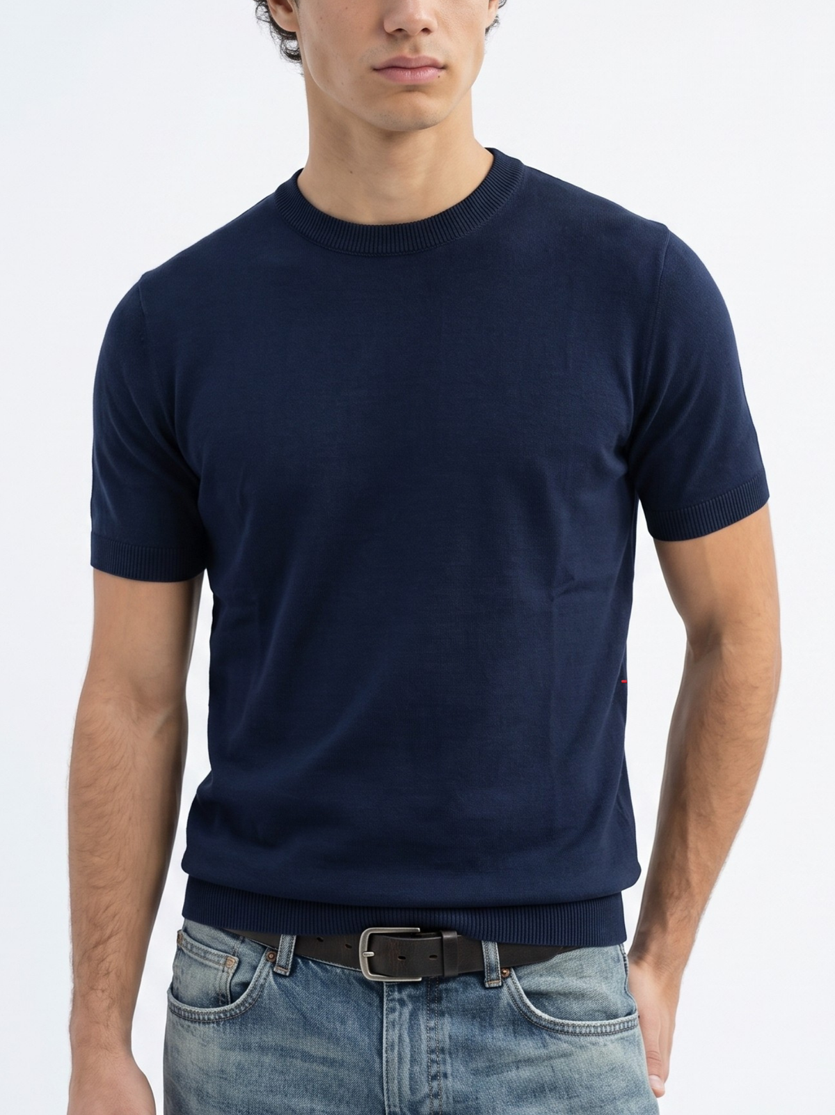 REFINED ROUND NECK COTTON KNIT T-SHIRT