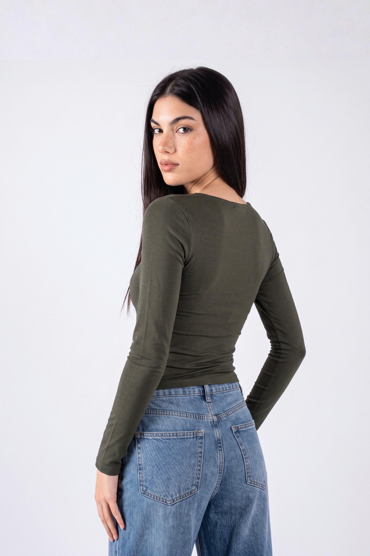 REFINED COTTON LONG-SLEEVE SQUARE NECK