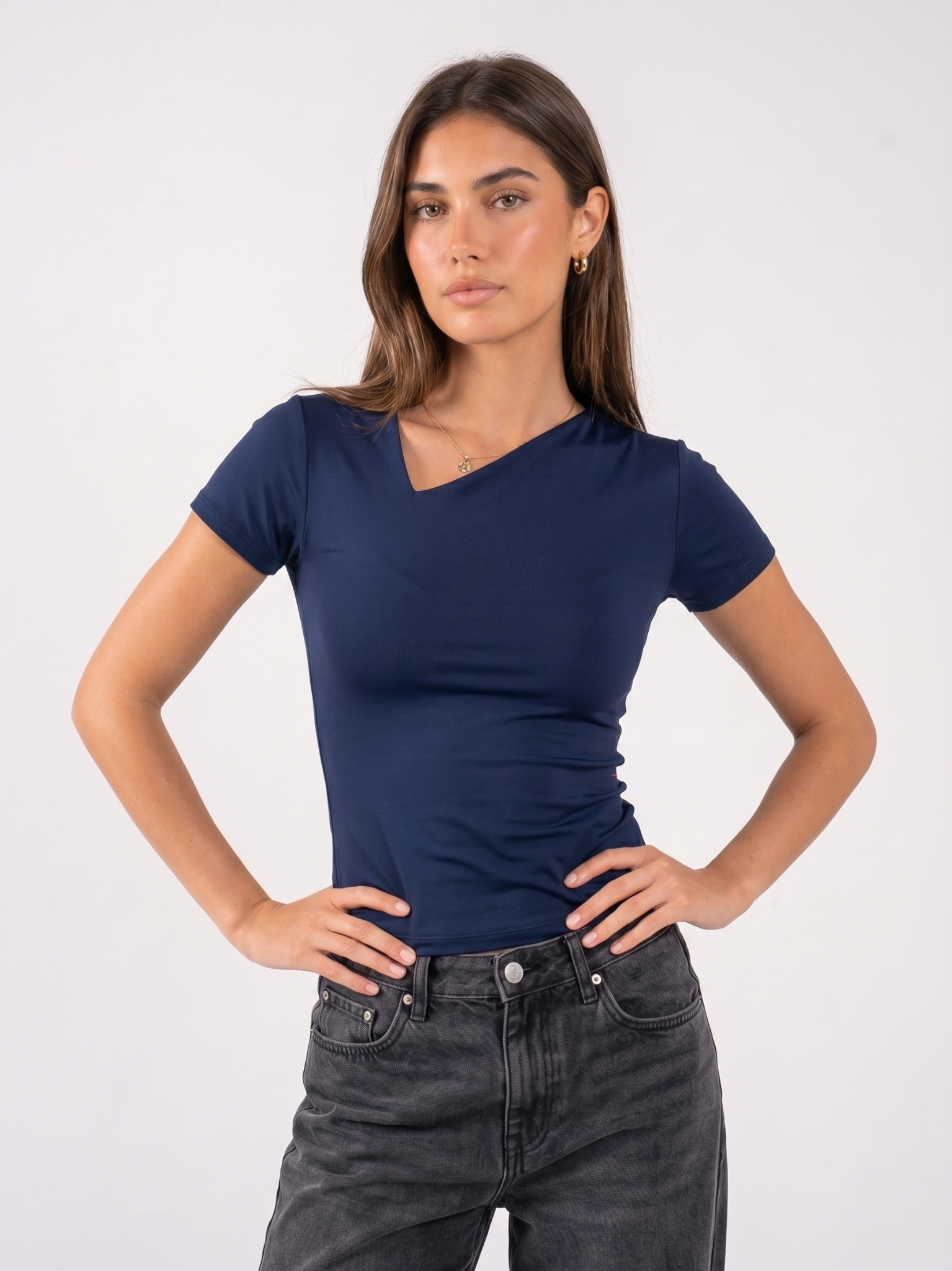 REFINED ASYMMETRICAL V NECK