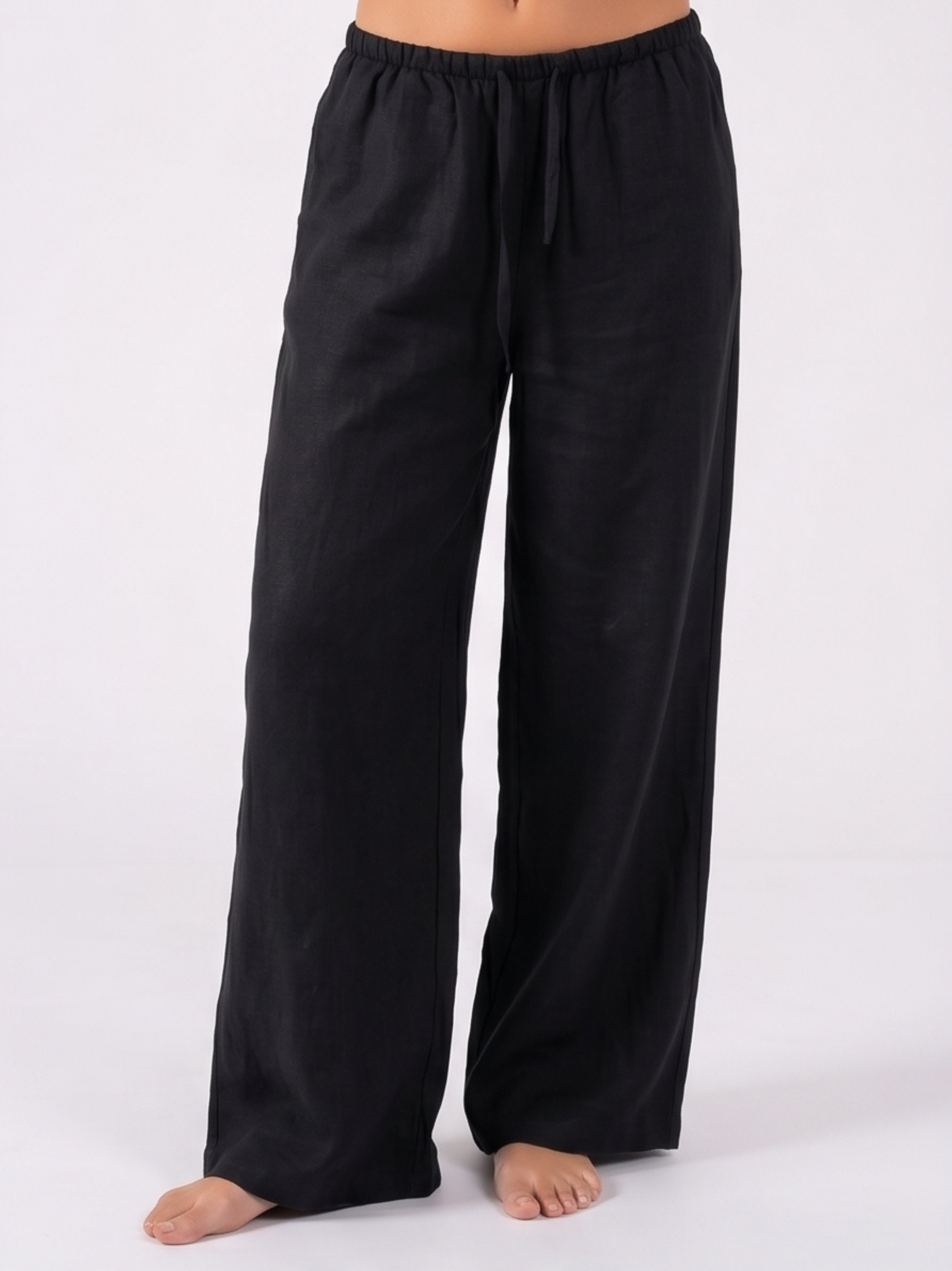 REFINED LINEN WIDE-LEG PANTS