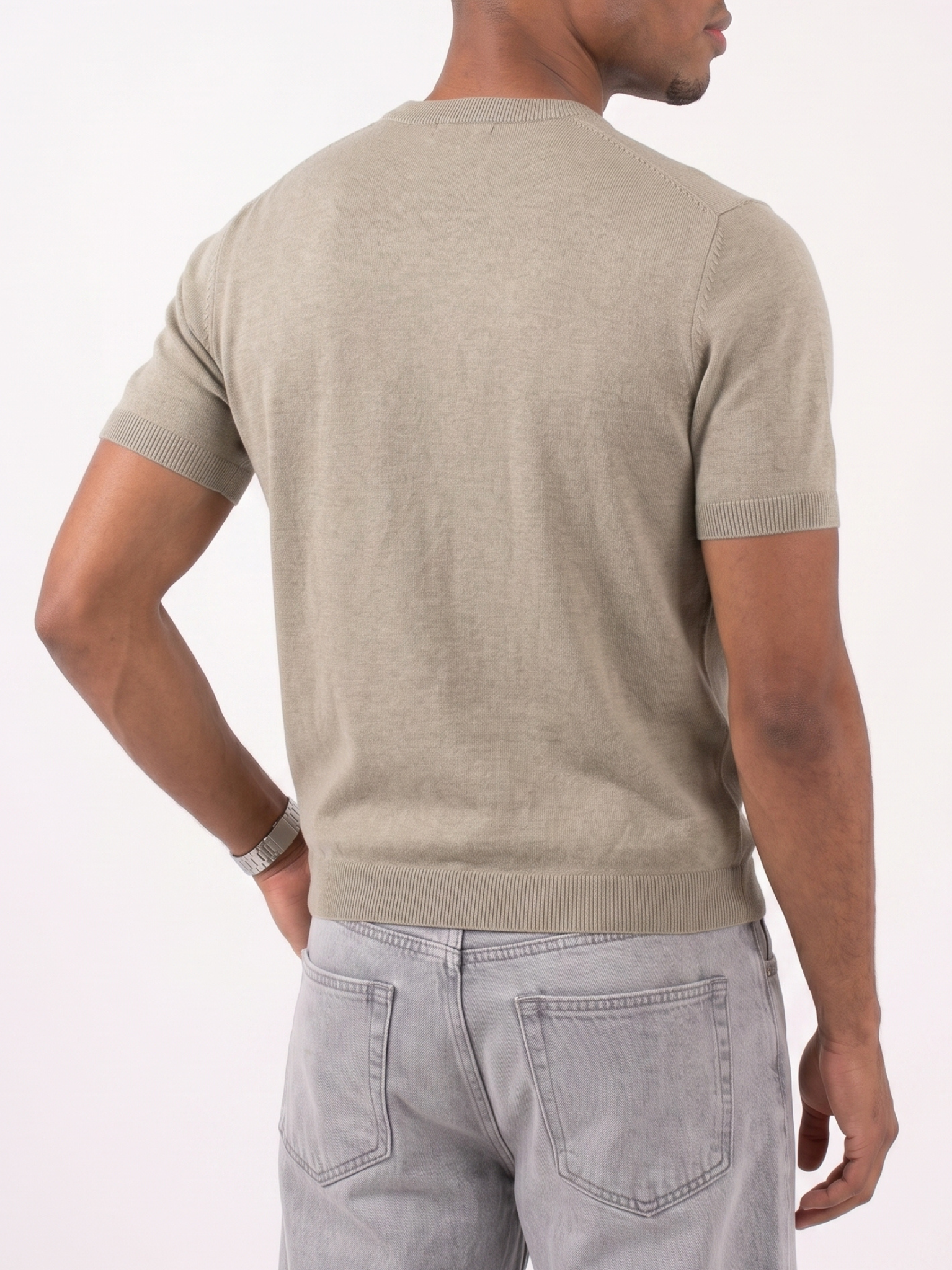 REFINED ROUND NECK COTTON KNIT T-SHIRT
