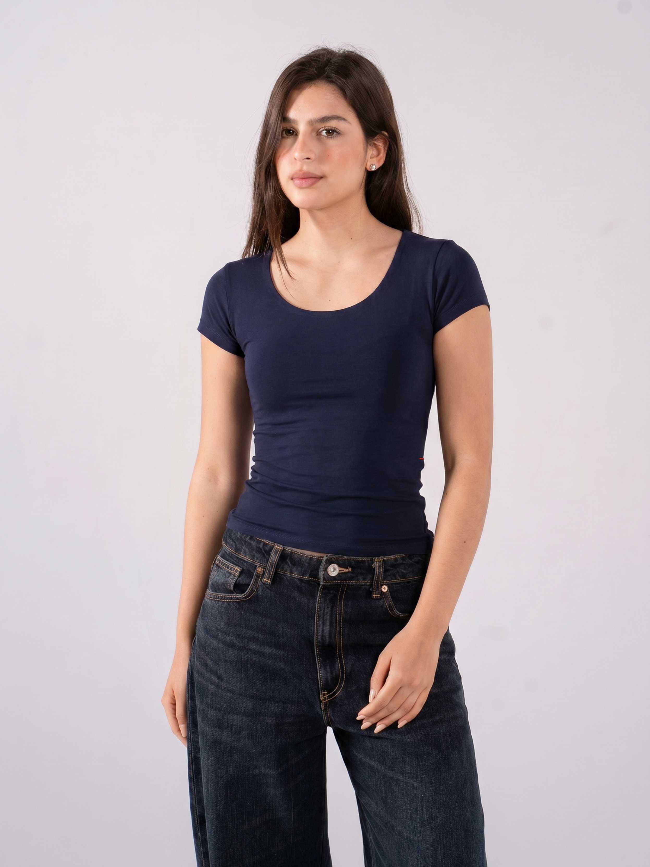 REFINED COTTON SHORT-SLEEVE WIDE NECK