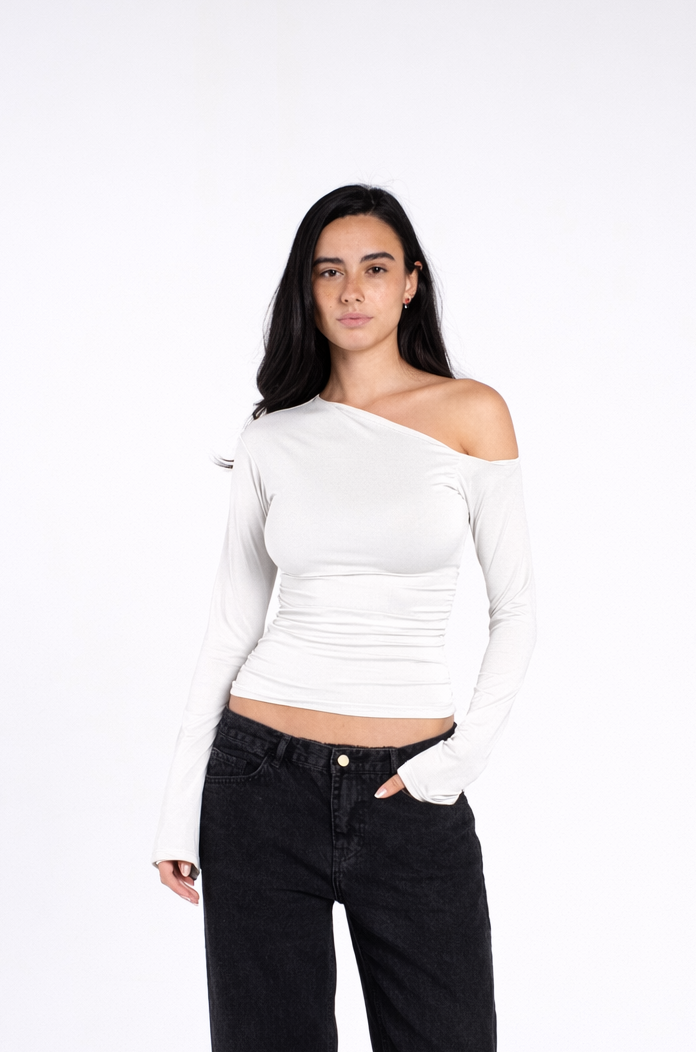 ONE SHOULDER FLARED SLEEVE