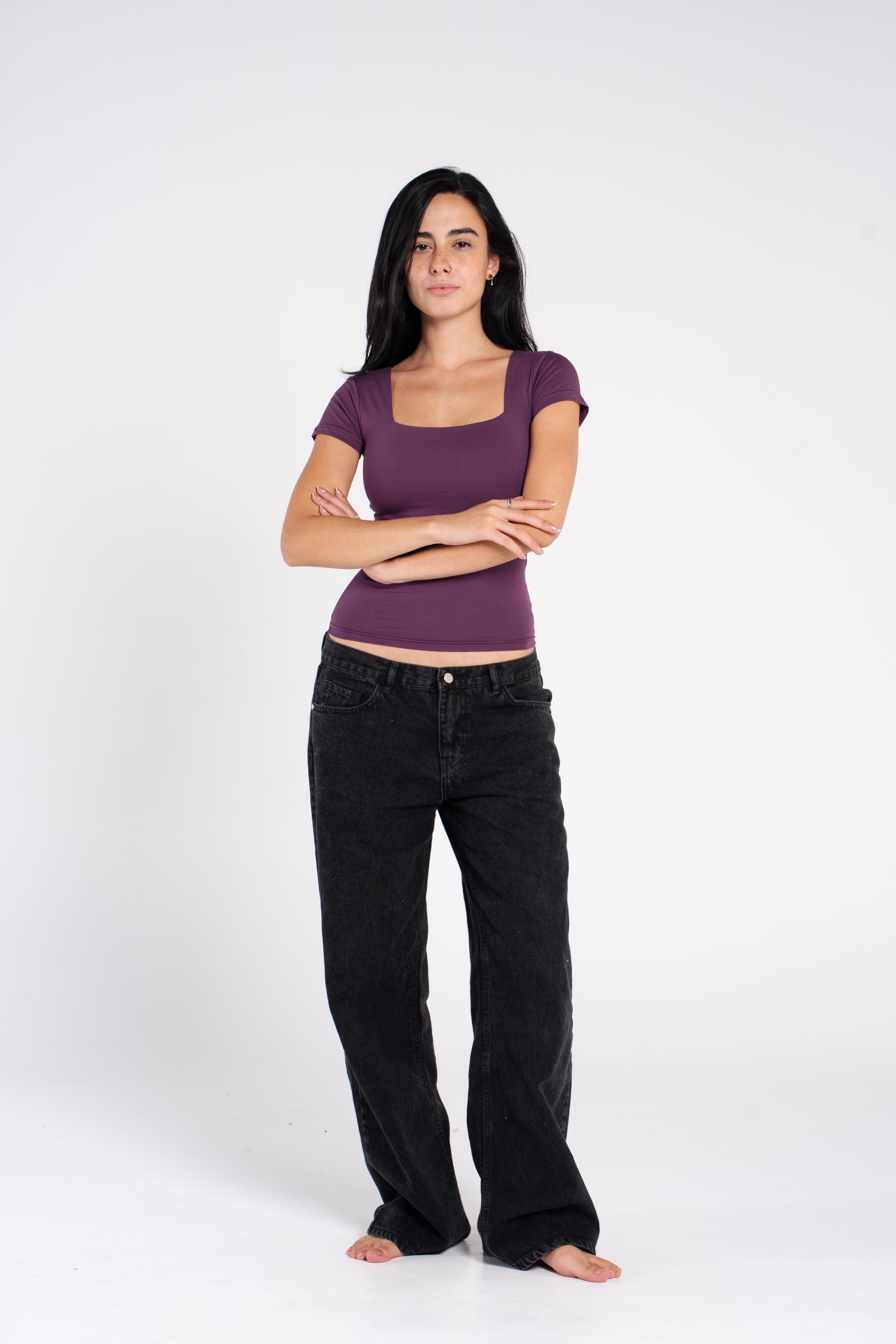 COTTON SQUARE NECK SHORT SLEEVE