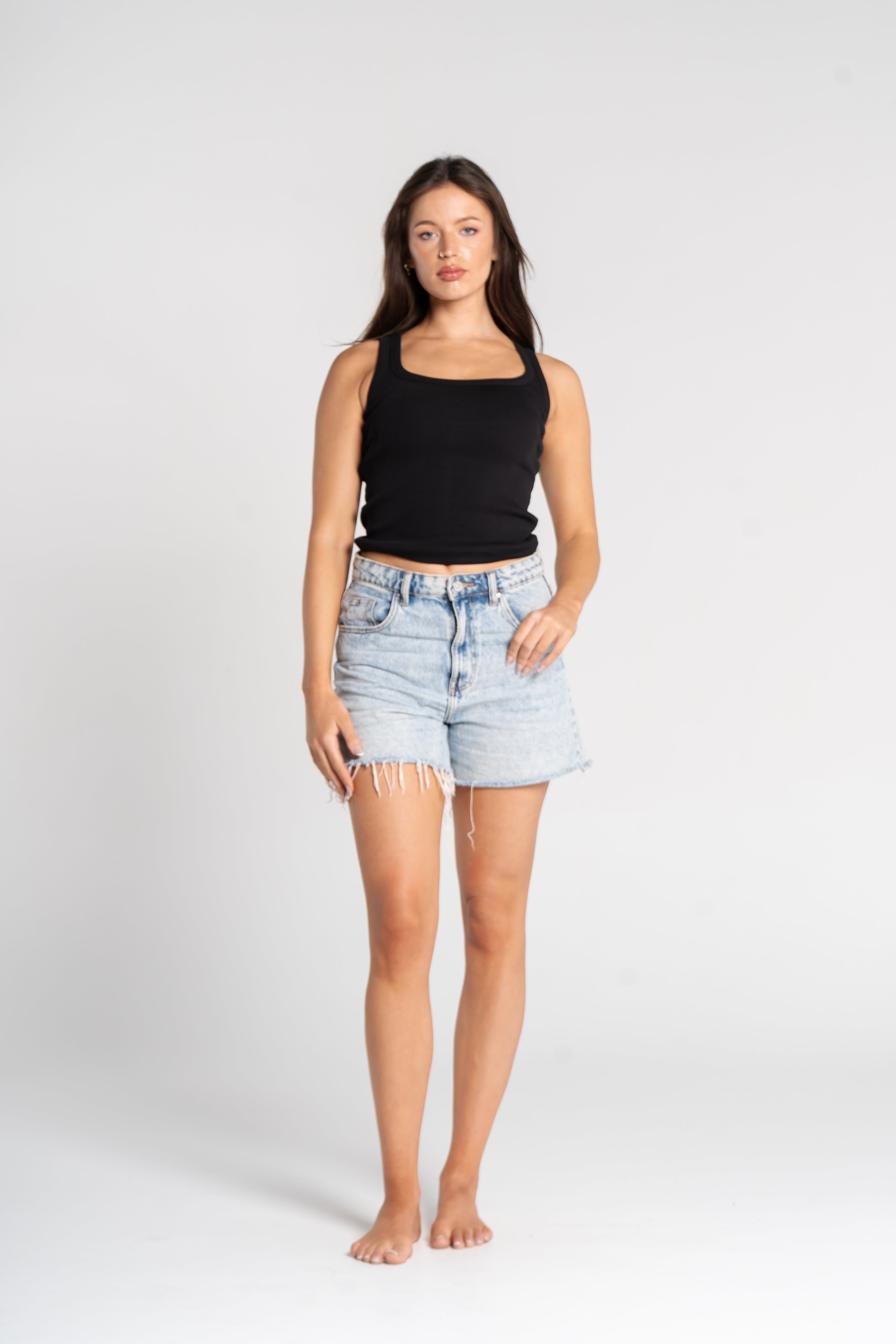 RIBBED TANK TOP SQUARE NECK