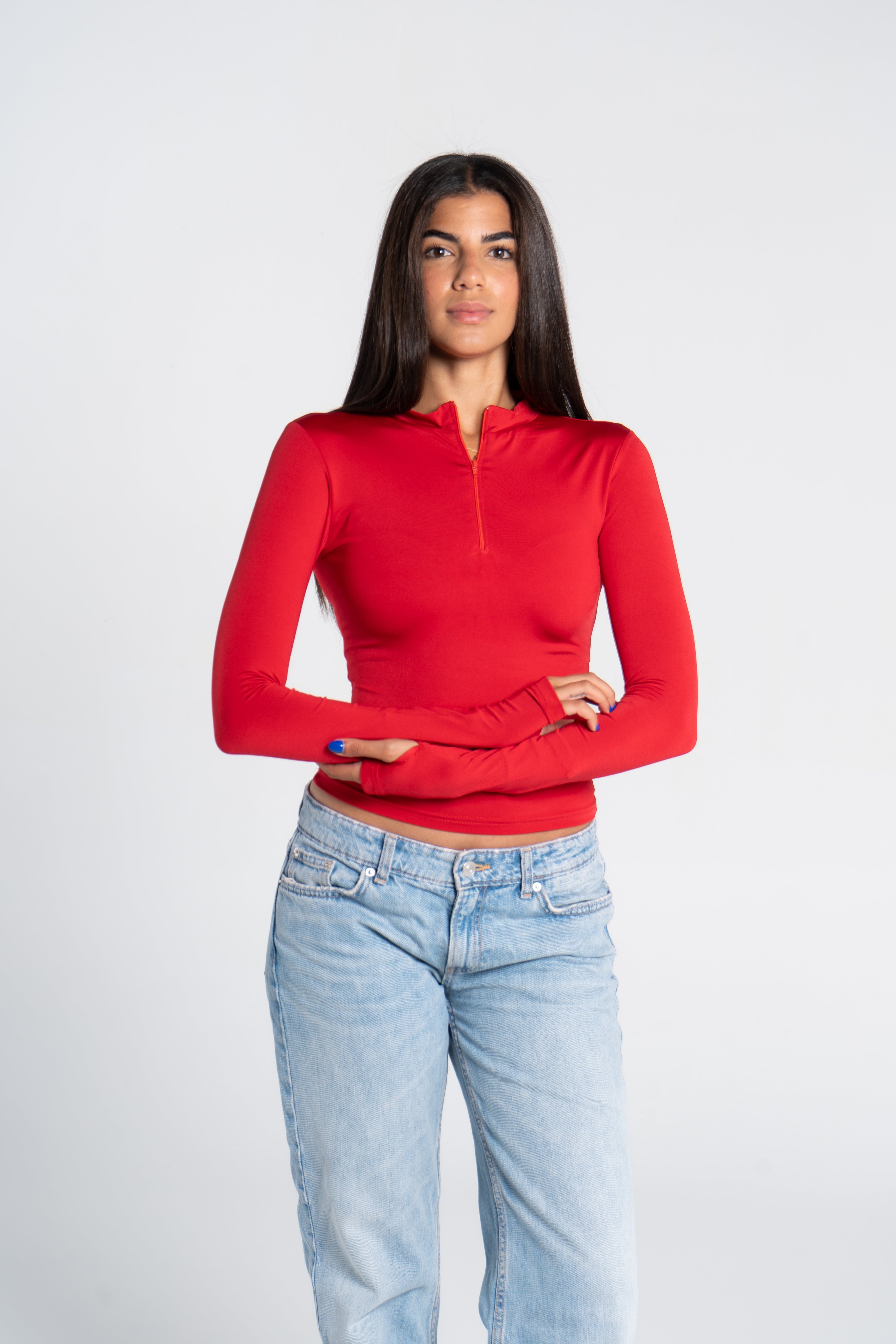 HIGH NECK ZIPPER LONG SLEEVE