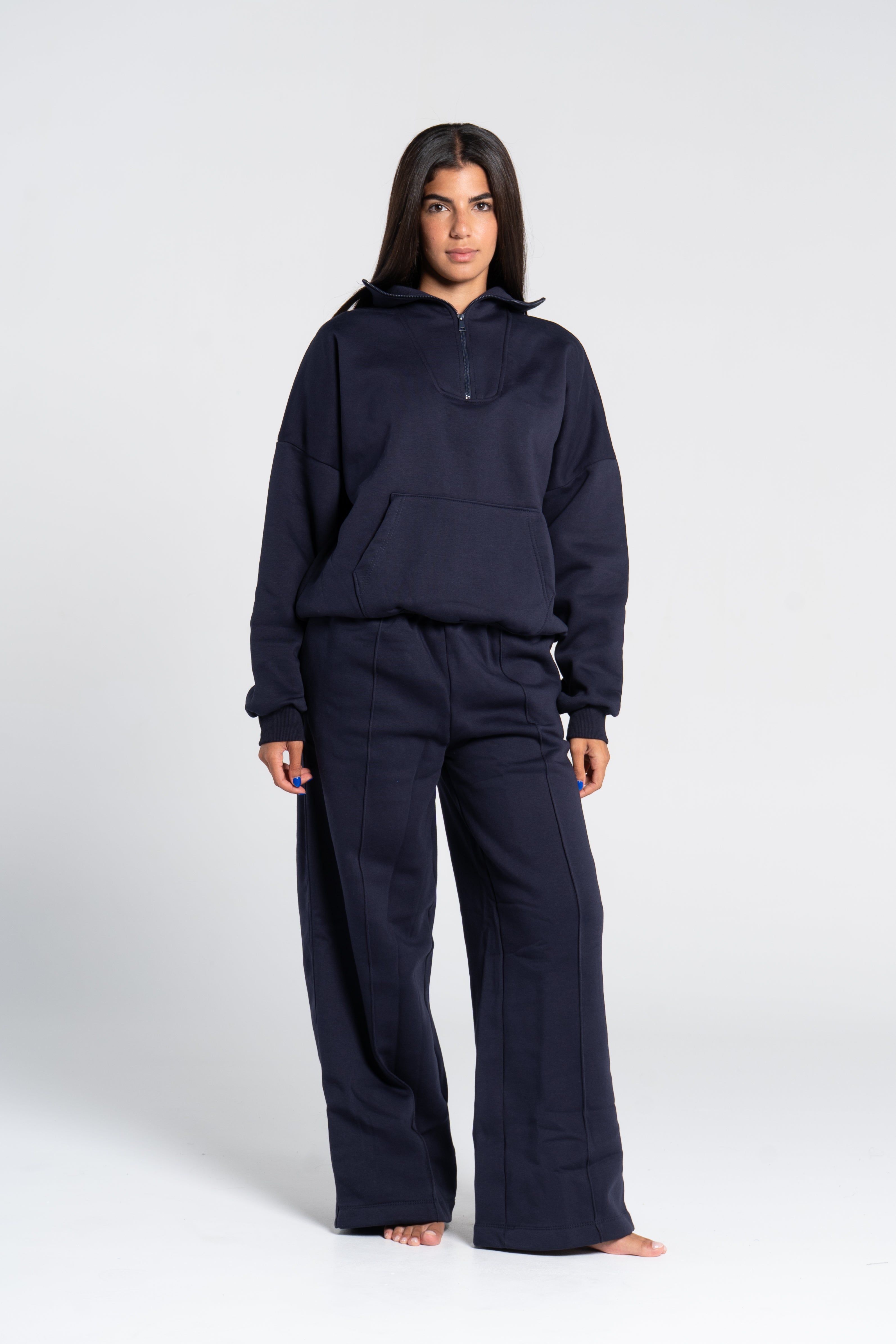 HIGH NECK ZIPPER SWEAT SHIRT
