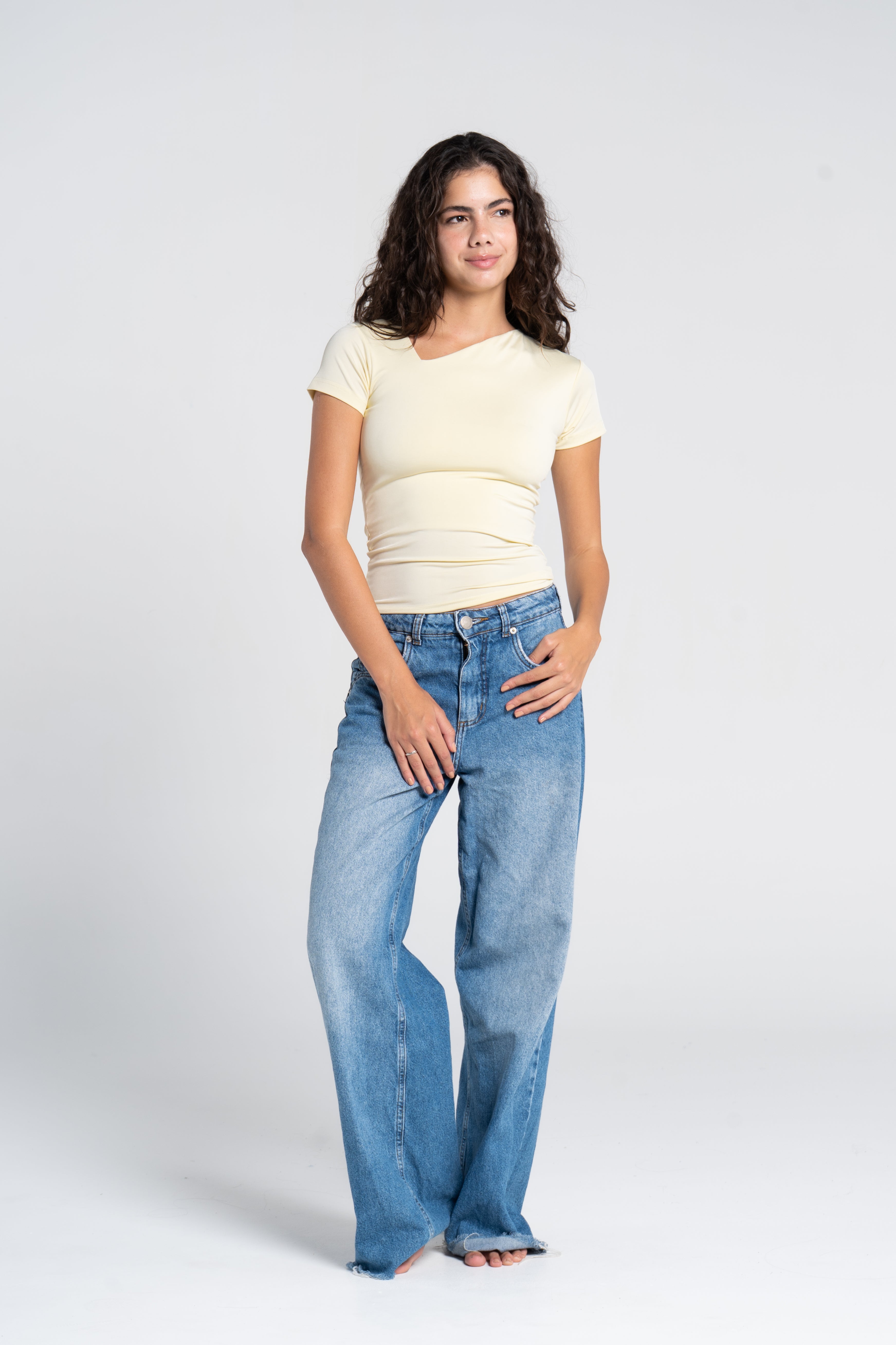 ASYMMETRICAL V NECK TOP