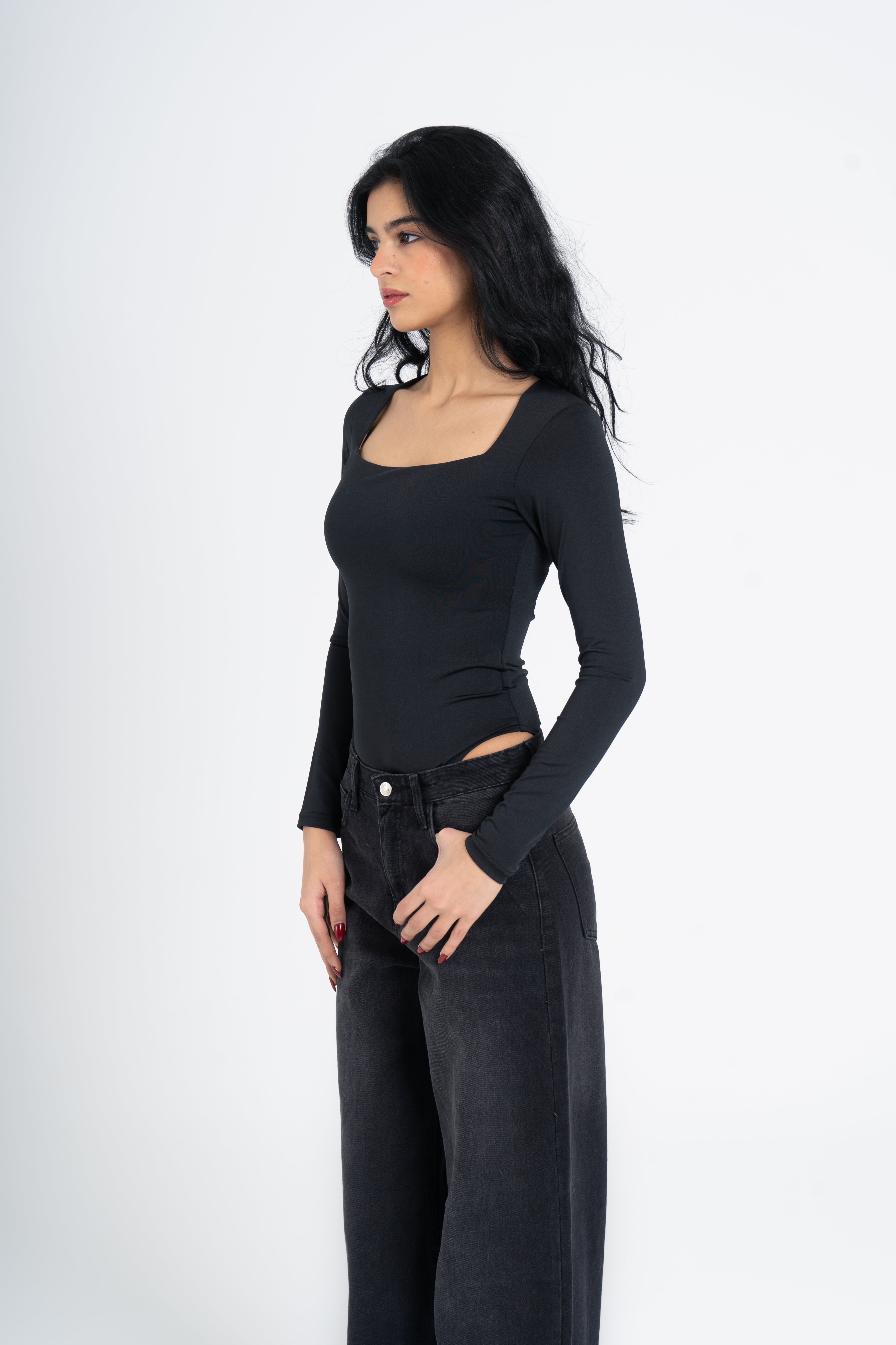 SQUARE NECK LONG SLEEVE BODYSUIT