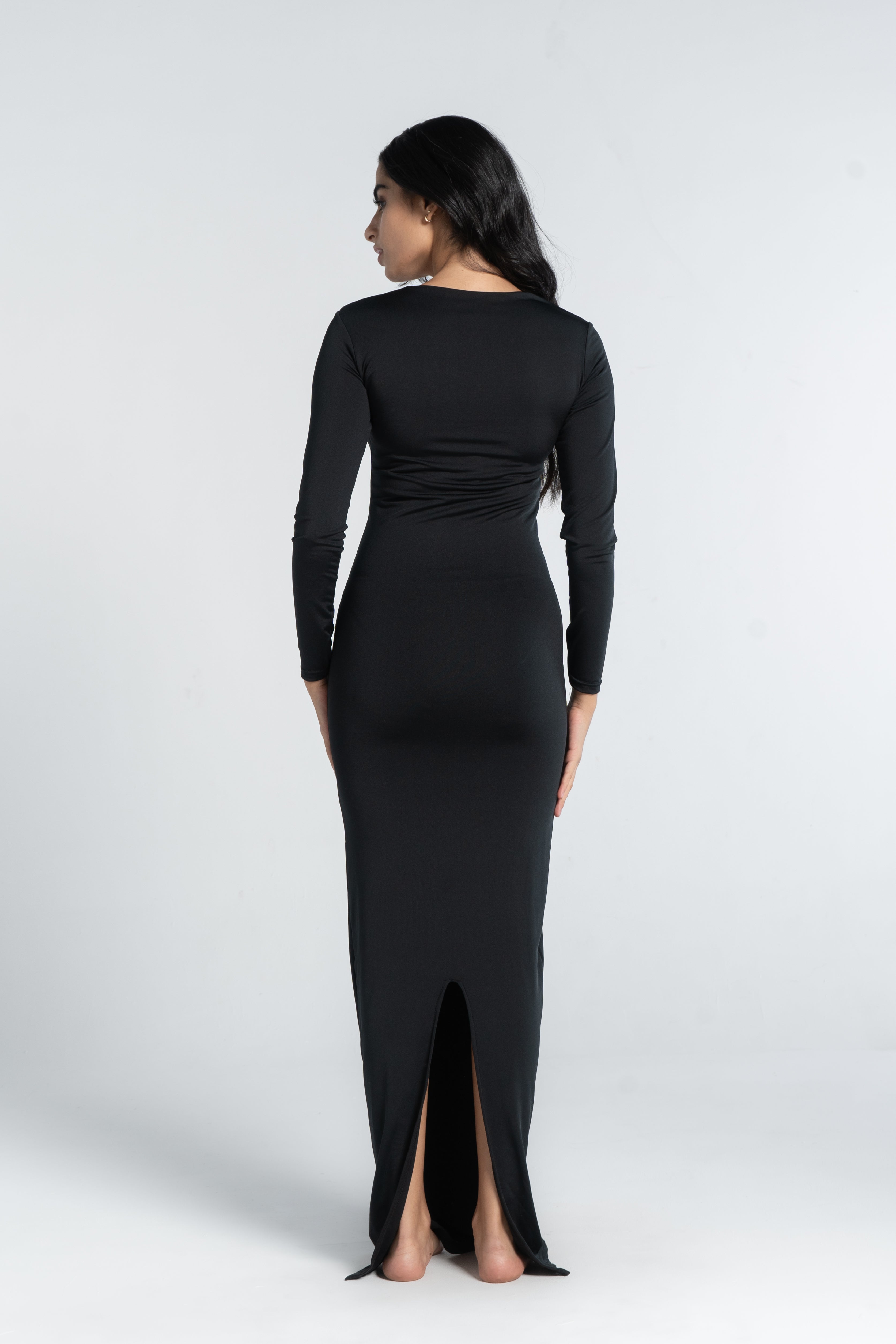 WIDE NECK LONG SLEEVE DRESS