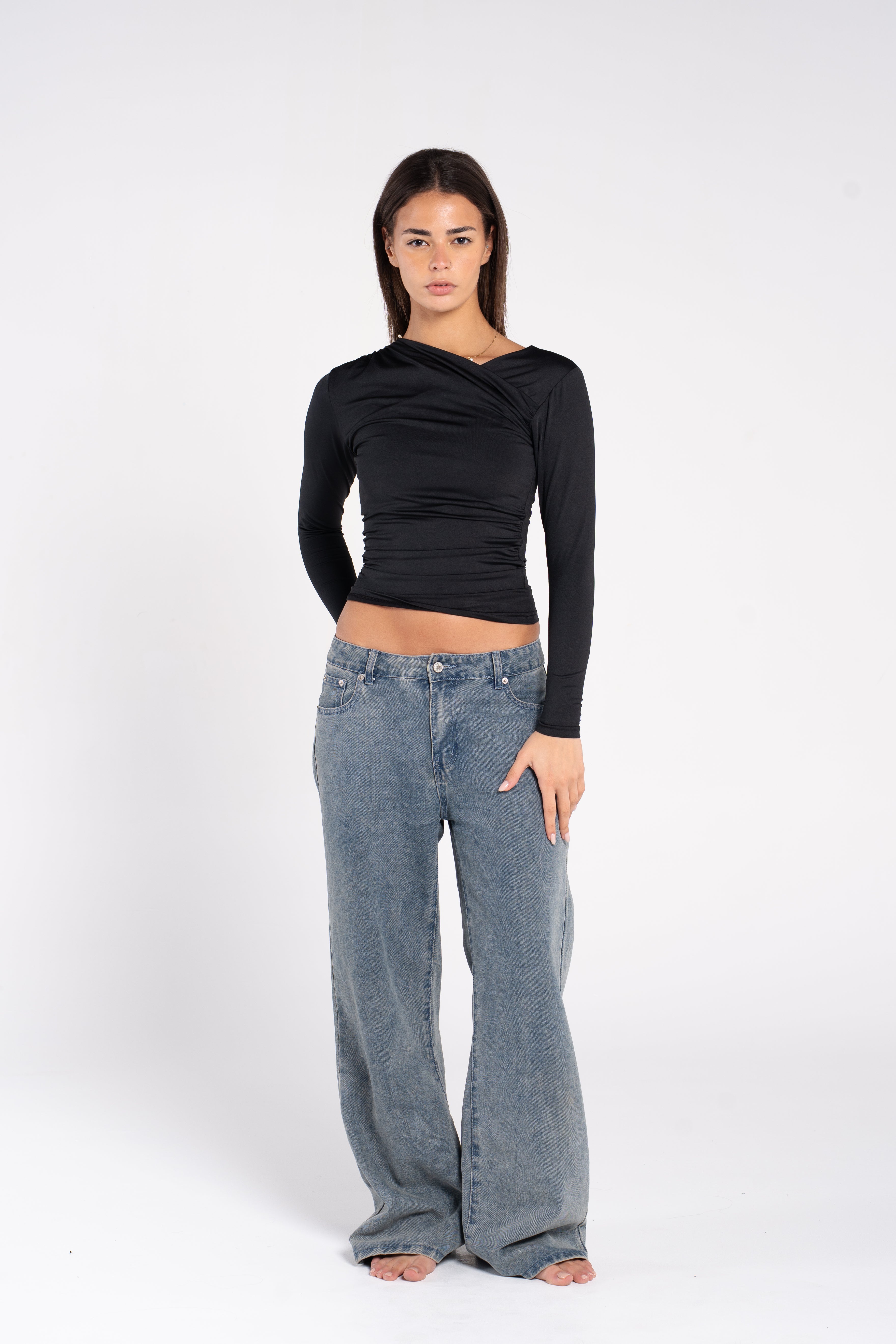 DRAPED LONG SLEEVE TOP