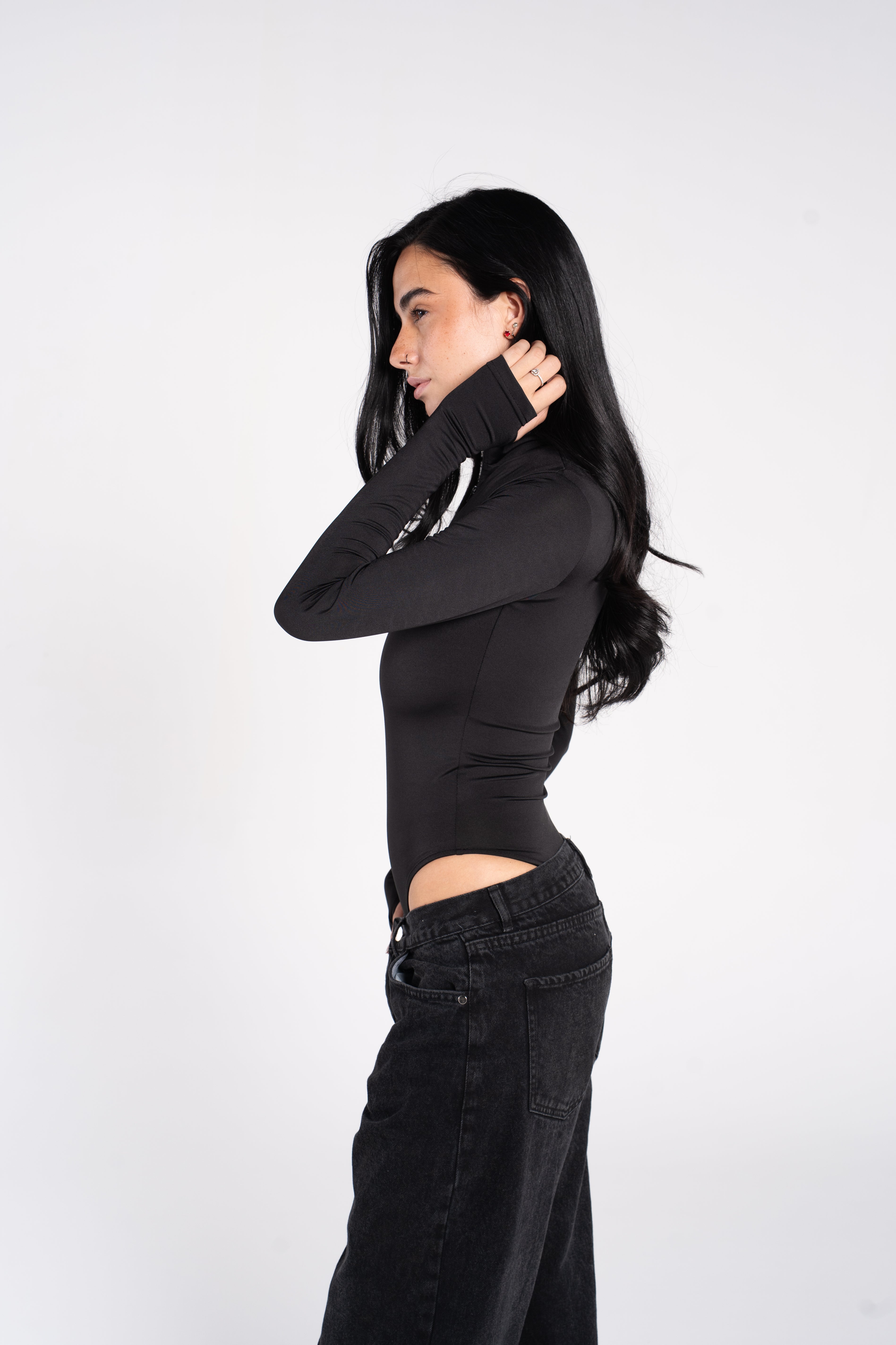 HIGH NECK ZIPPER LONG SLEEVE BODYSUIT