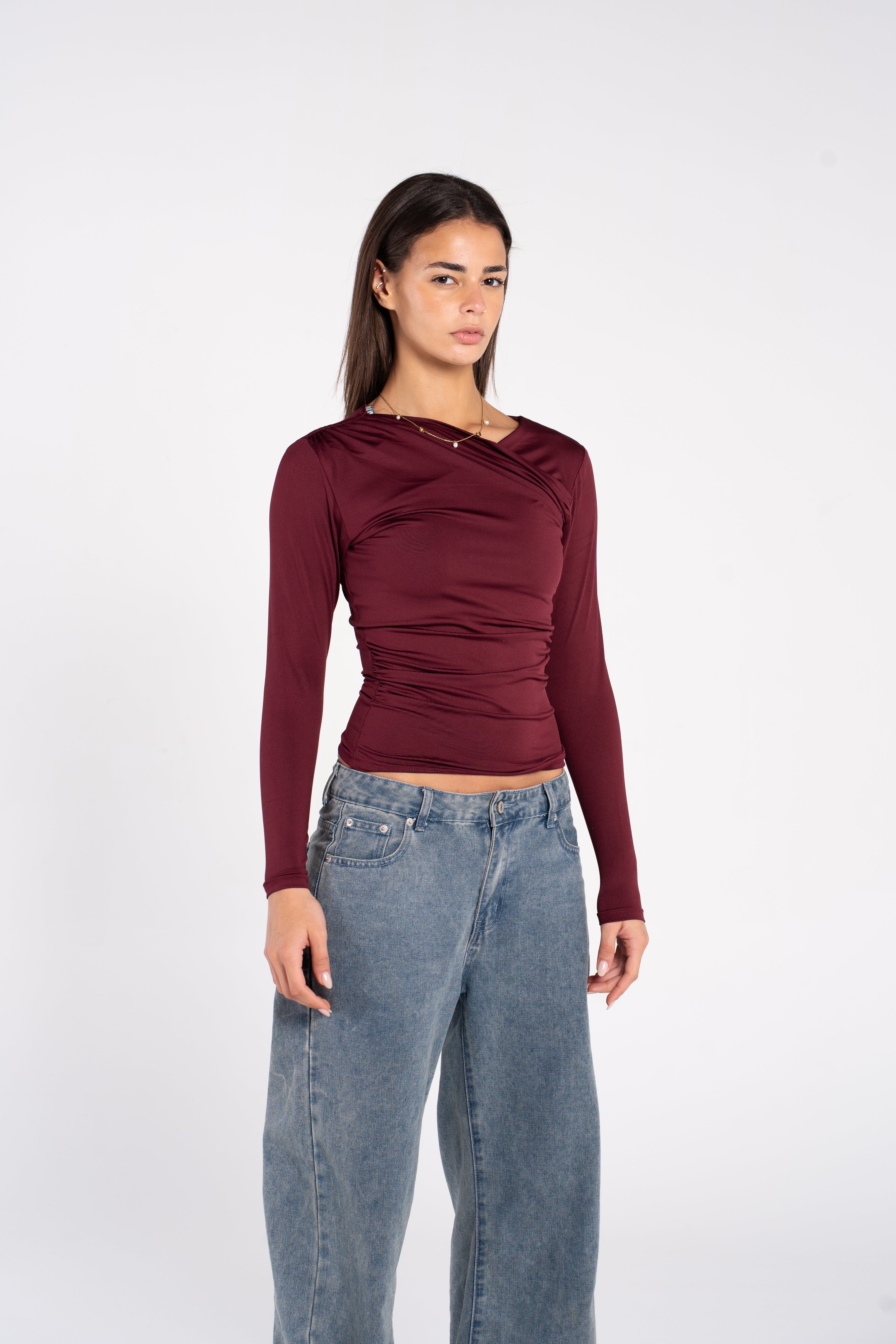 DRAPED LONG SLEEVE TOP