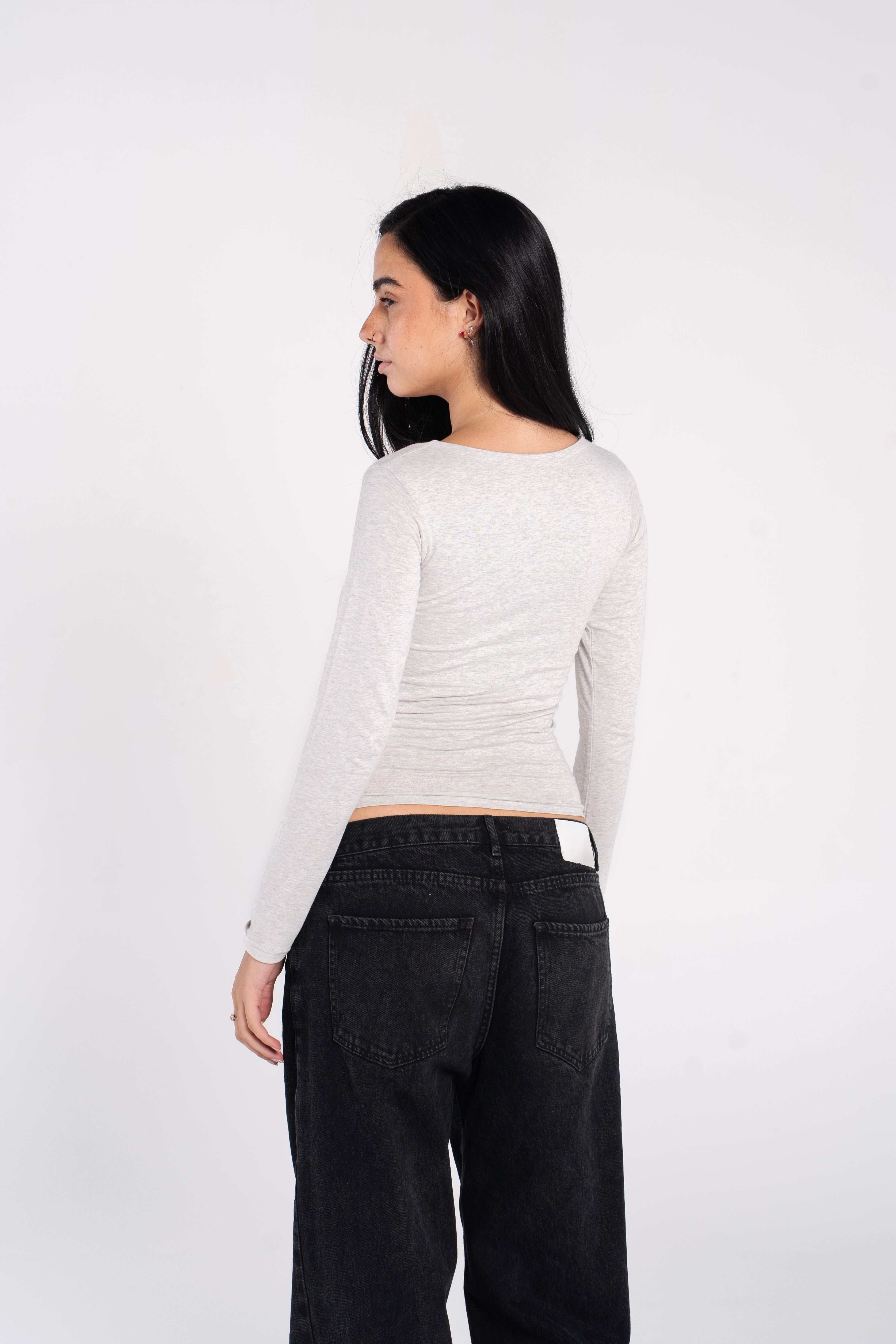 COTTON SQUARE NECK LONG SLEEVE