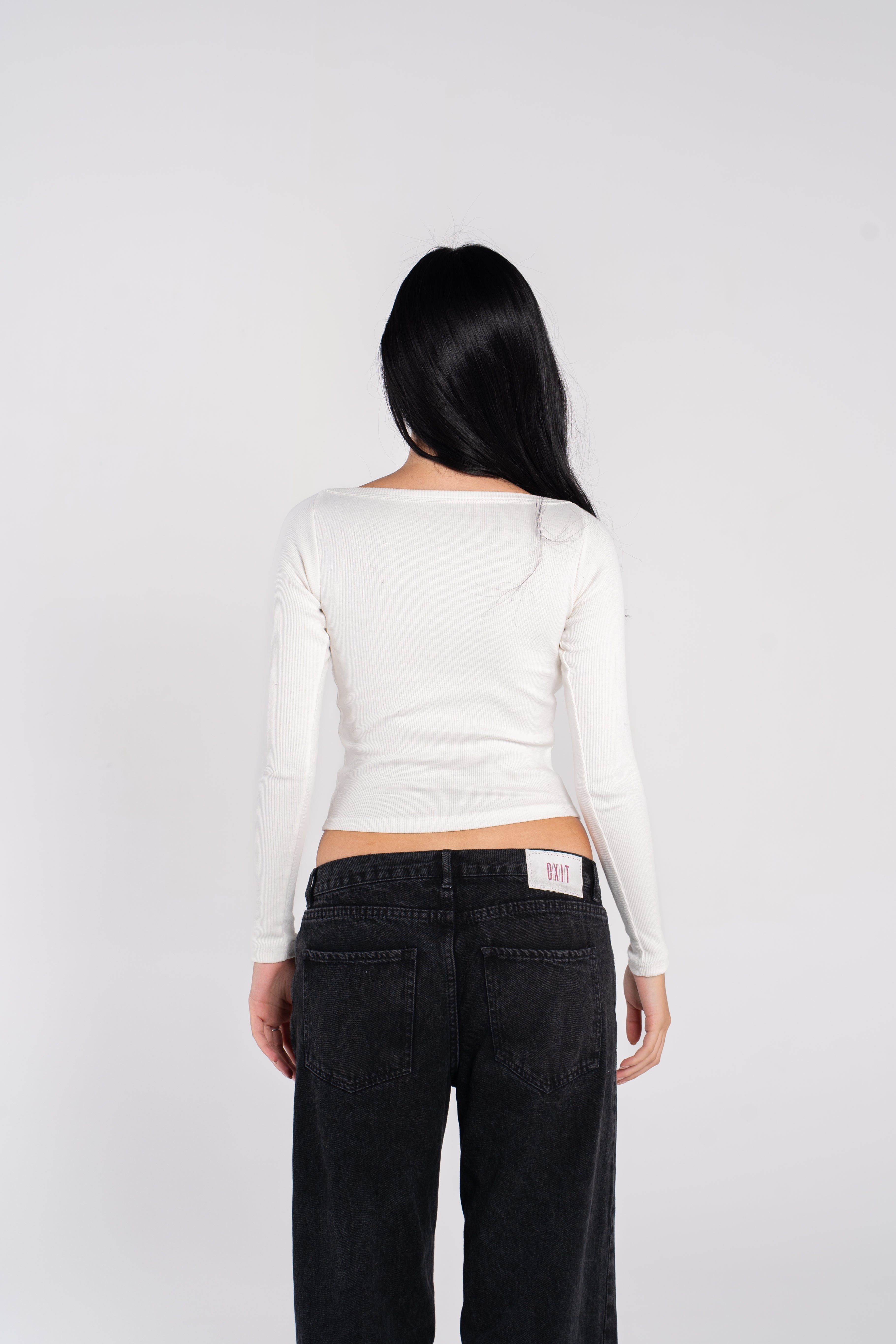 RIBBED WIDE SHOULDER LONG SLEEVE