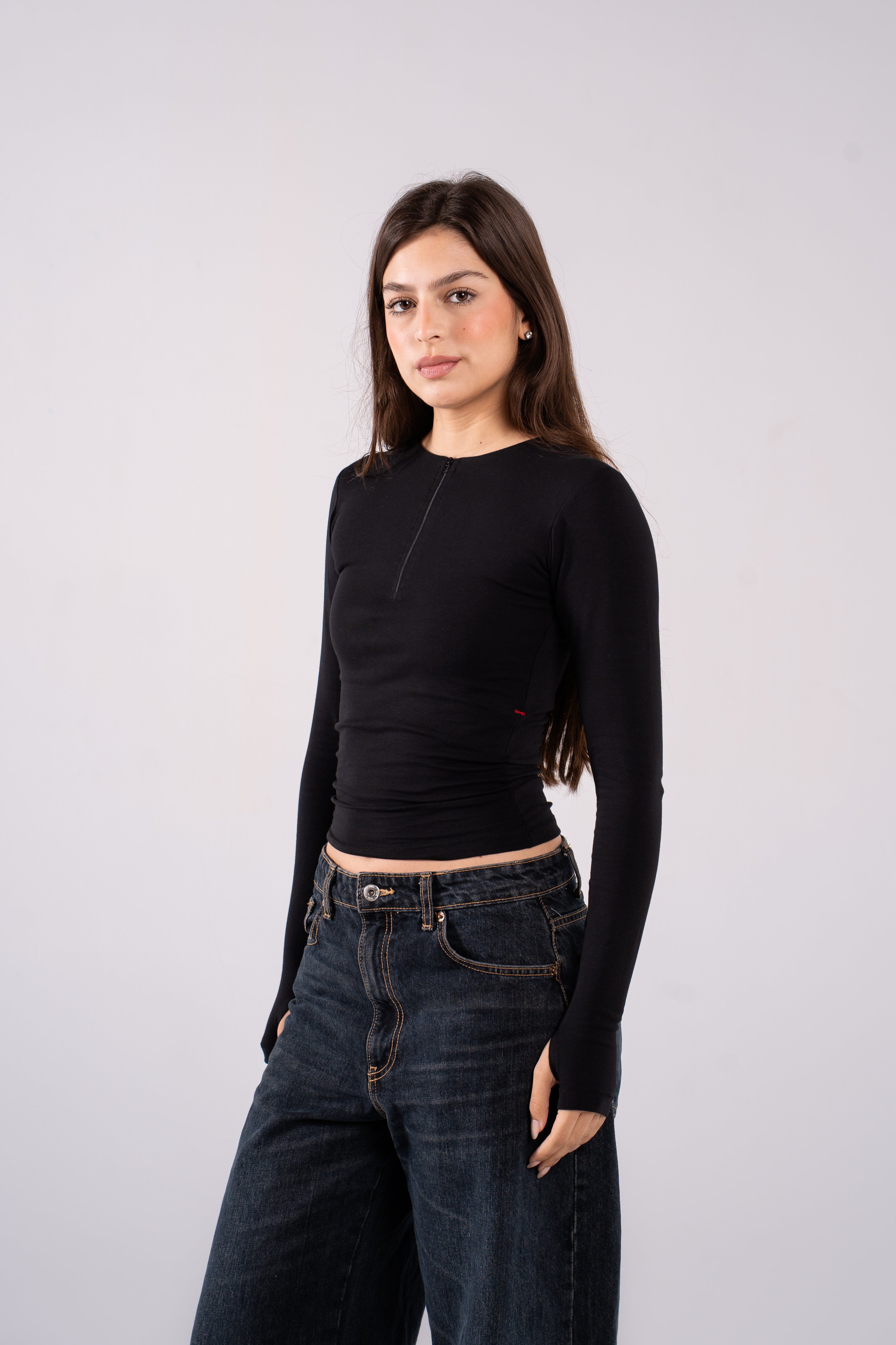REFINED COTTON LONG-SLEEVE ZIPPER