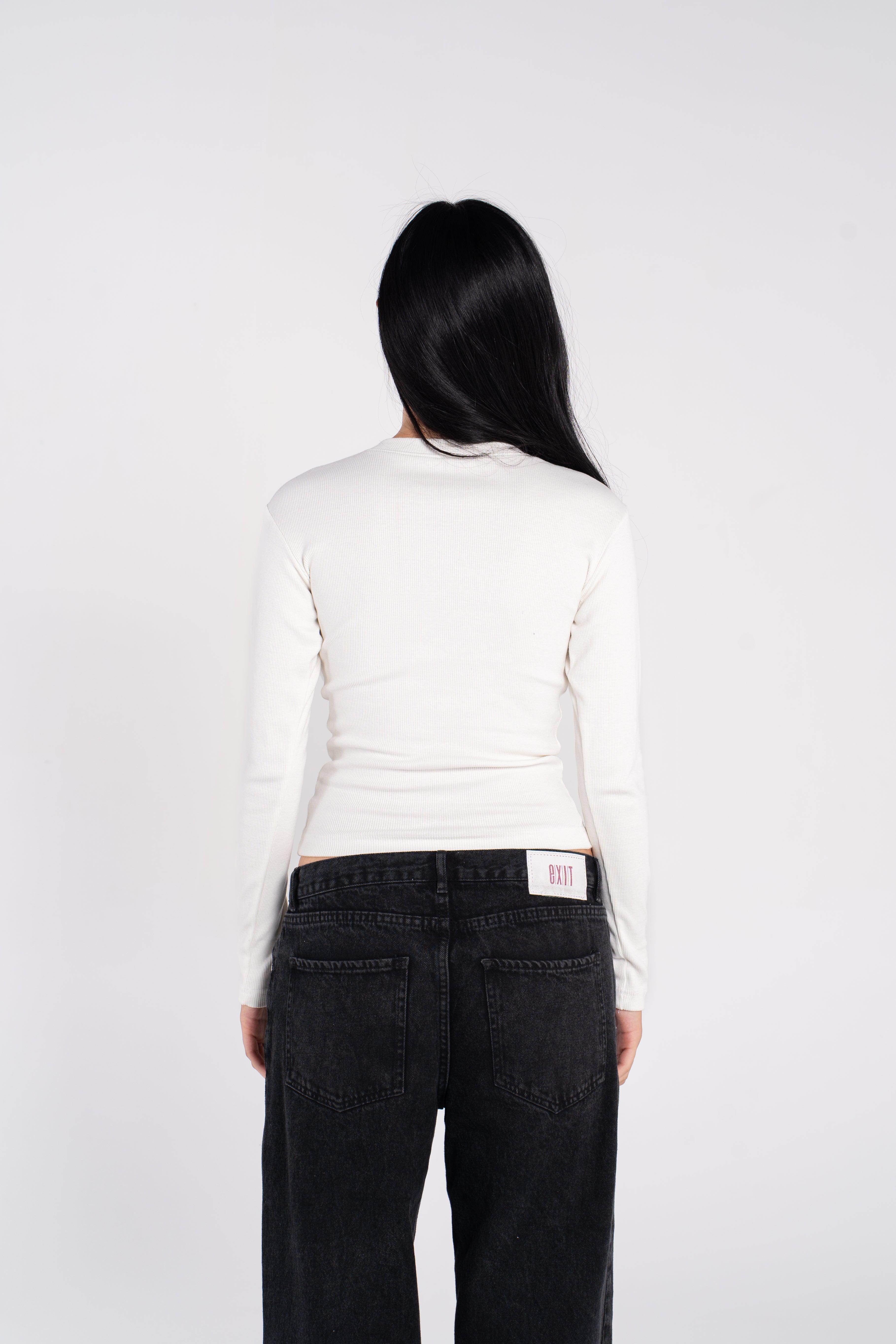 RIBBED FULL BUTTONS LONG SLEEVE TOP