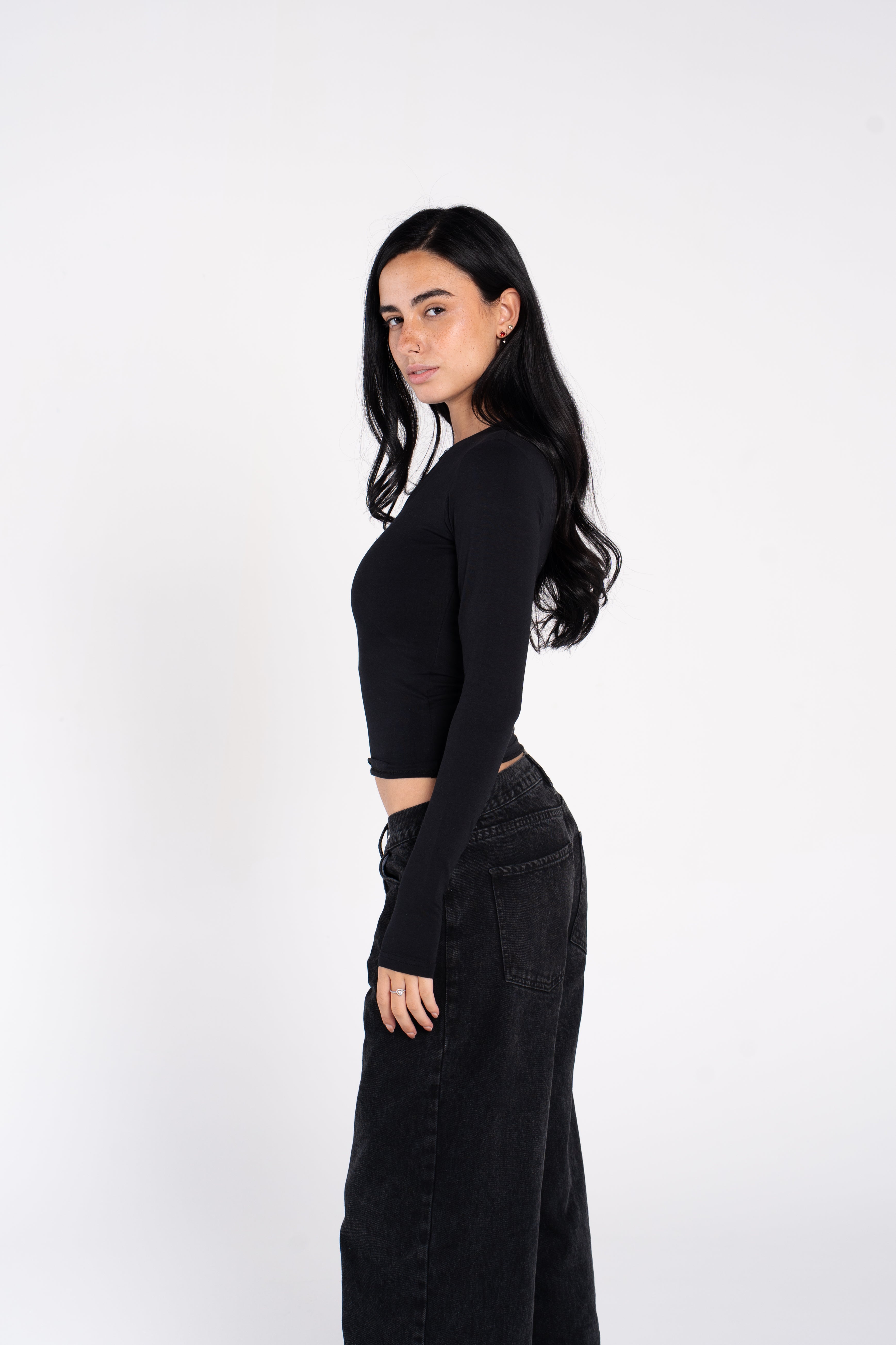 COTTON ROUND NECK ZIPPER LONG SLEEVE