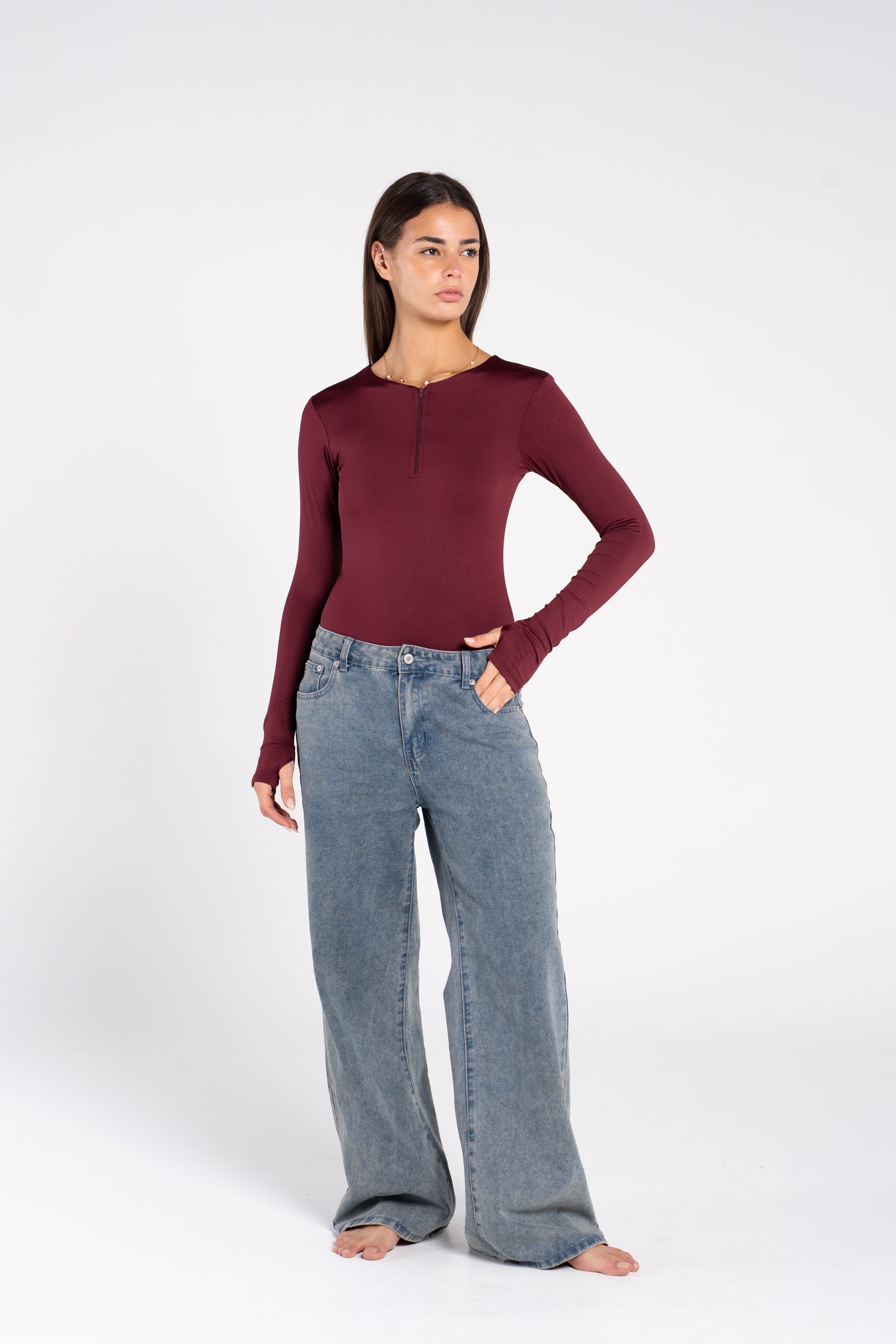 ZIPPER LONG SLEEVE BODYSUIT
