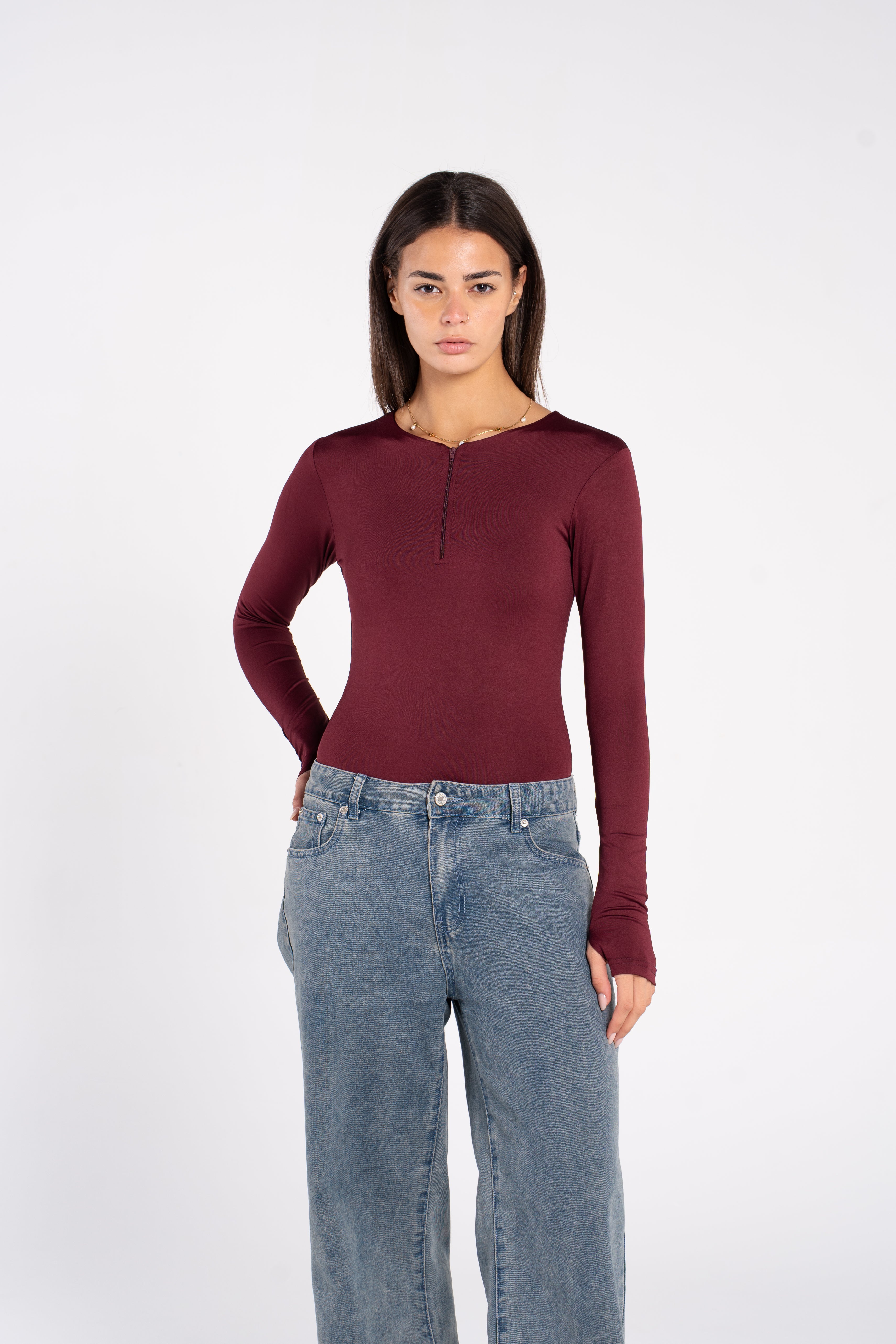 ZIPPER LONG SLEEVE BODYSUIT