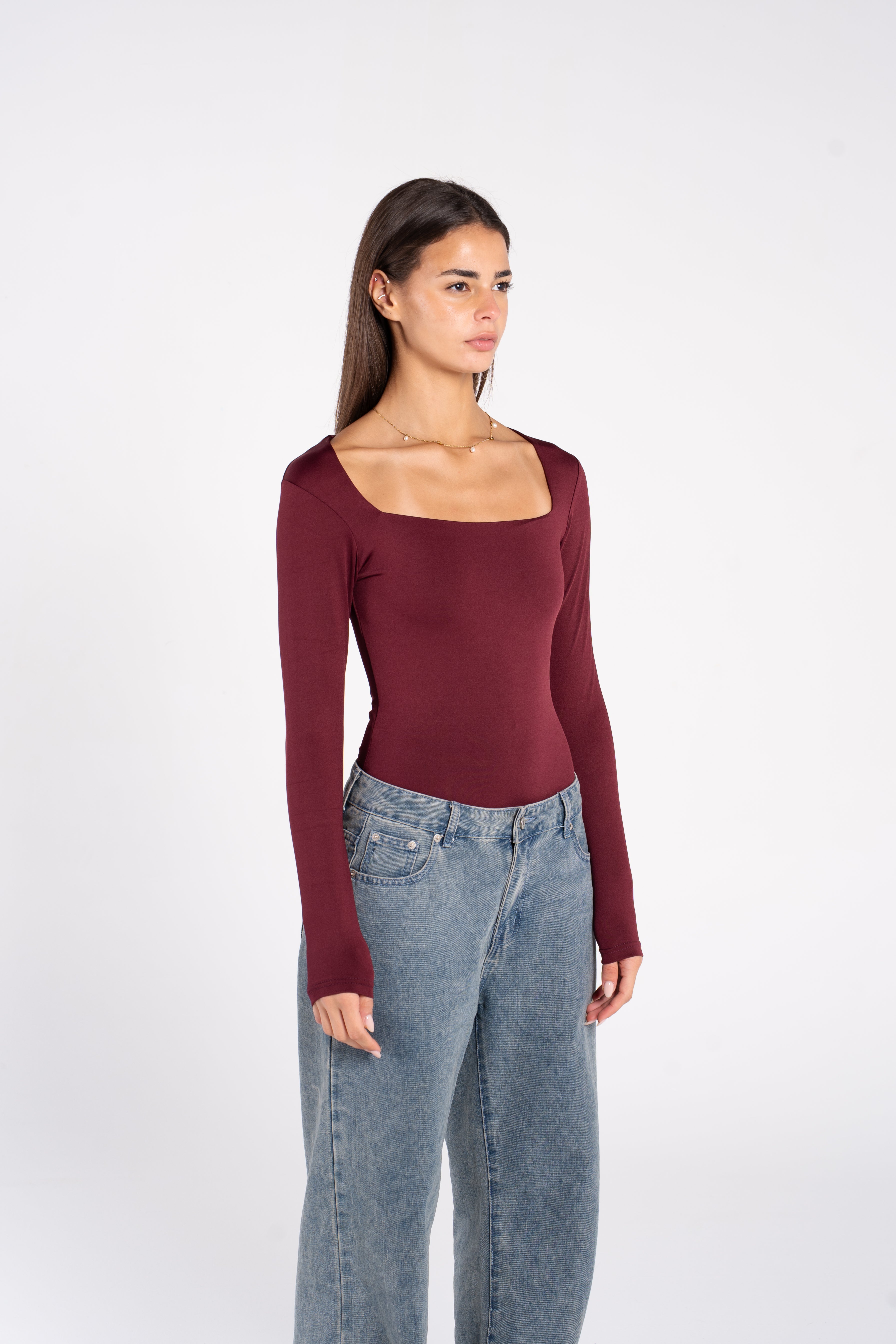 SQUARE NECK LONG SLEEVE BODYSUIT