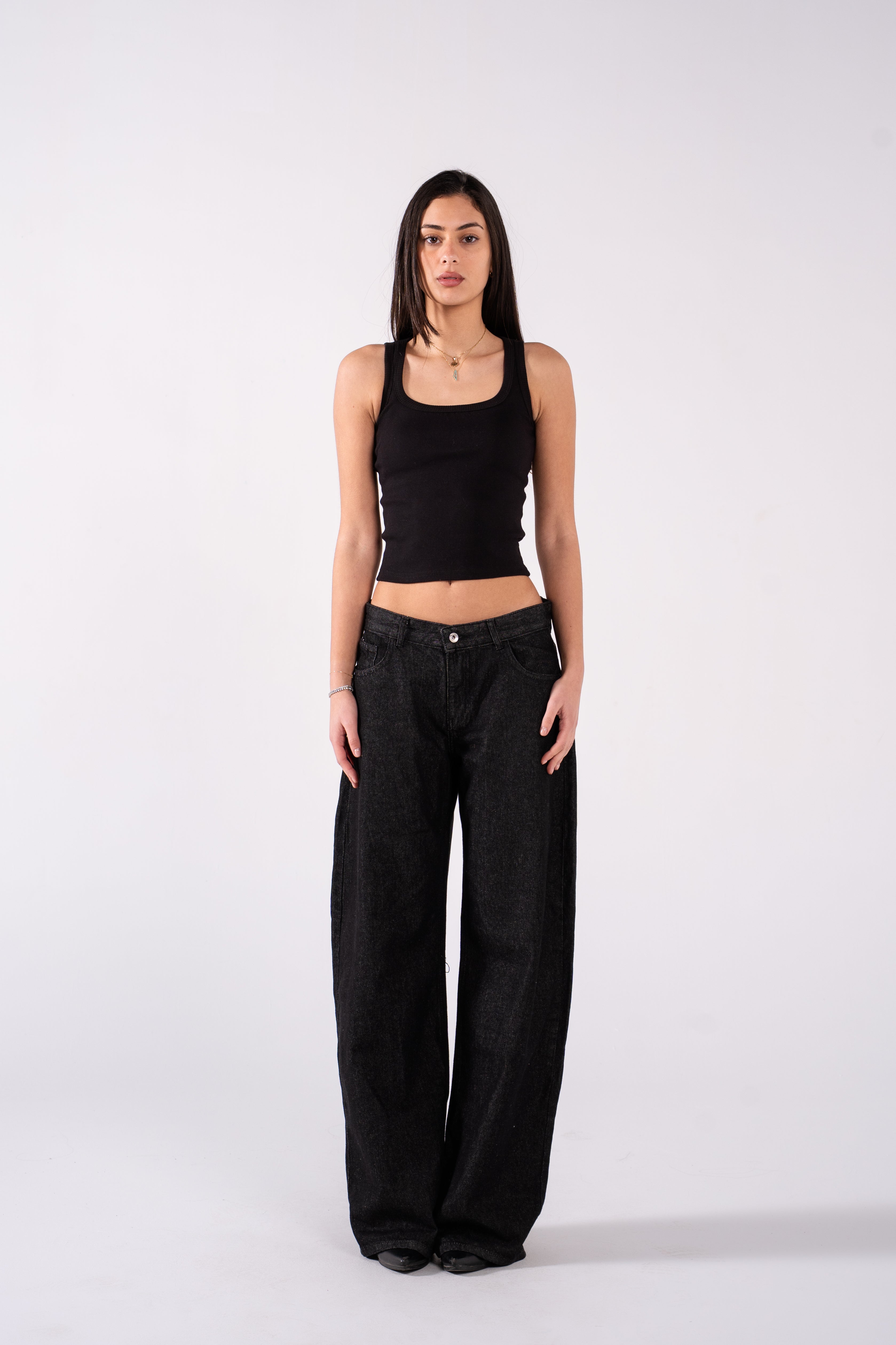REFINED RIBBED TANK TOP SQUARE-NECK