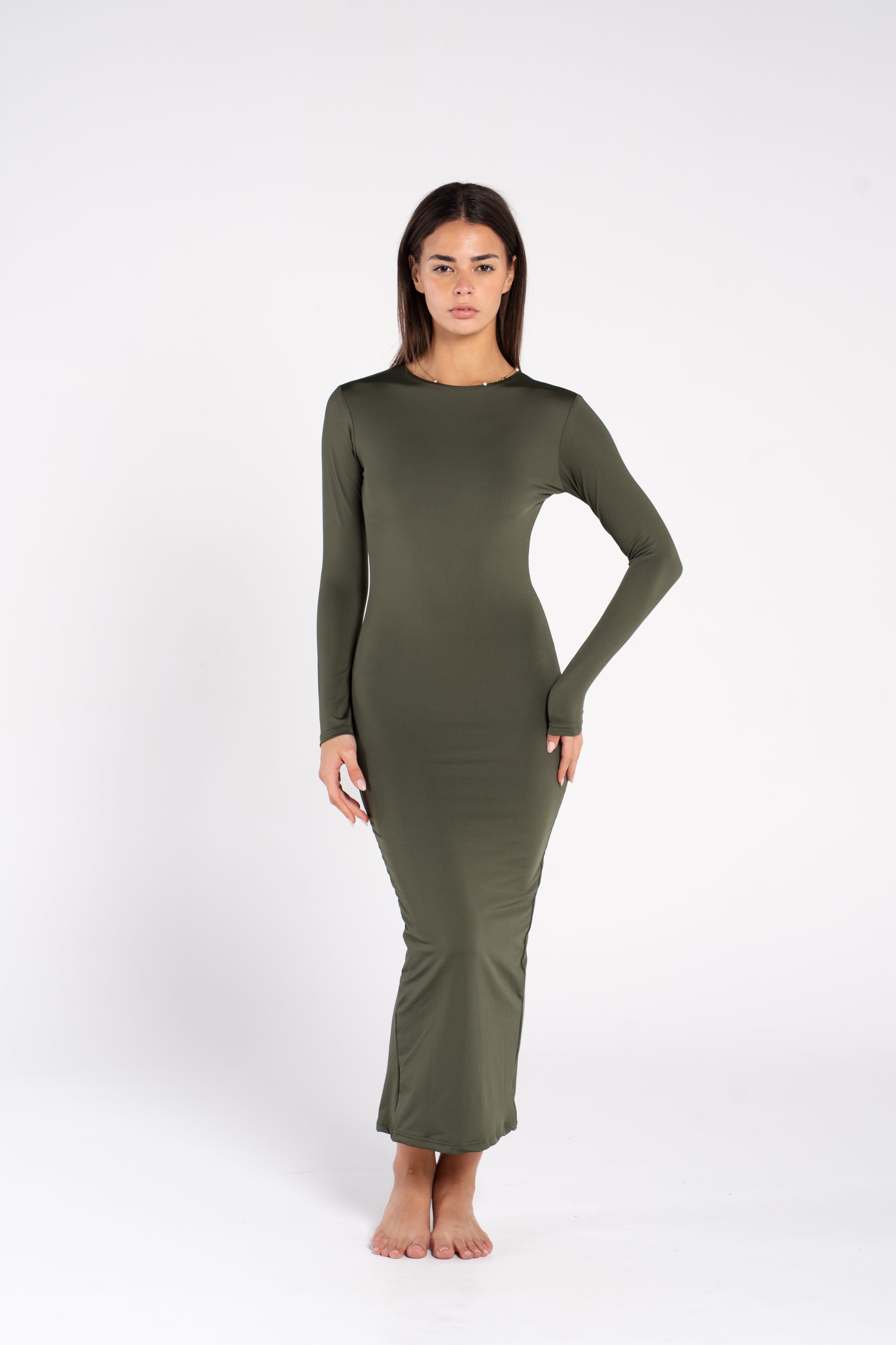 ROUND NECK LONG SLEEVE DRESS