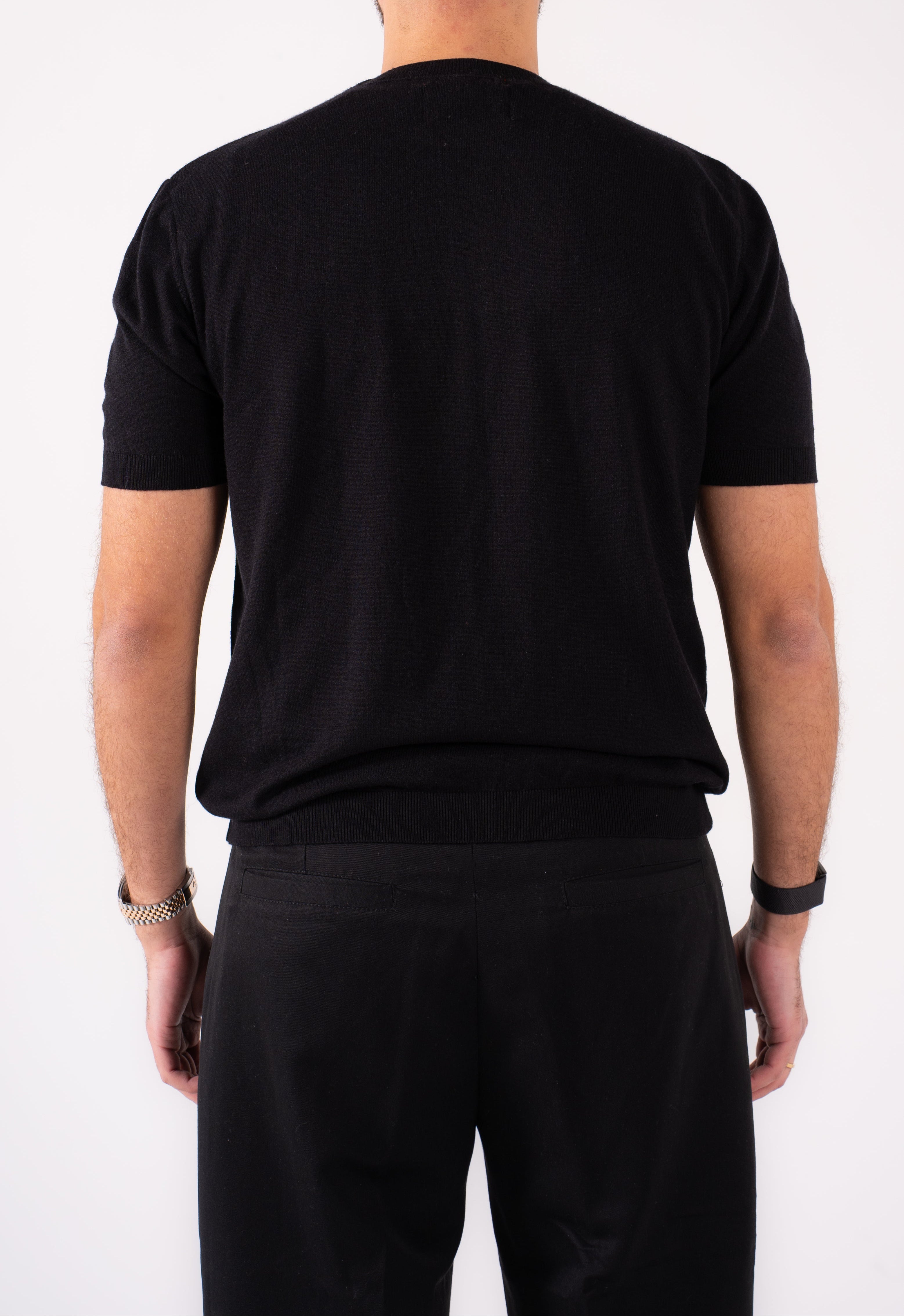 REFINED ROUND NECK KNIT T-SHIRT