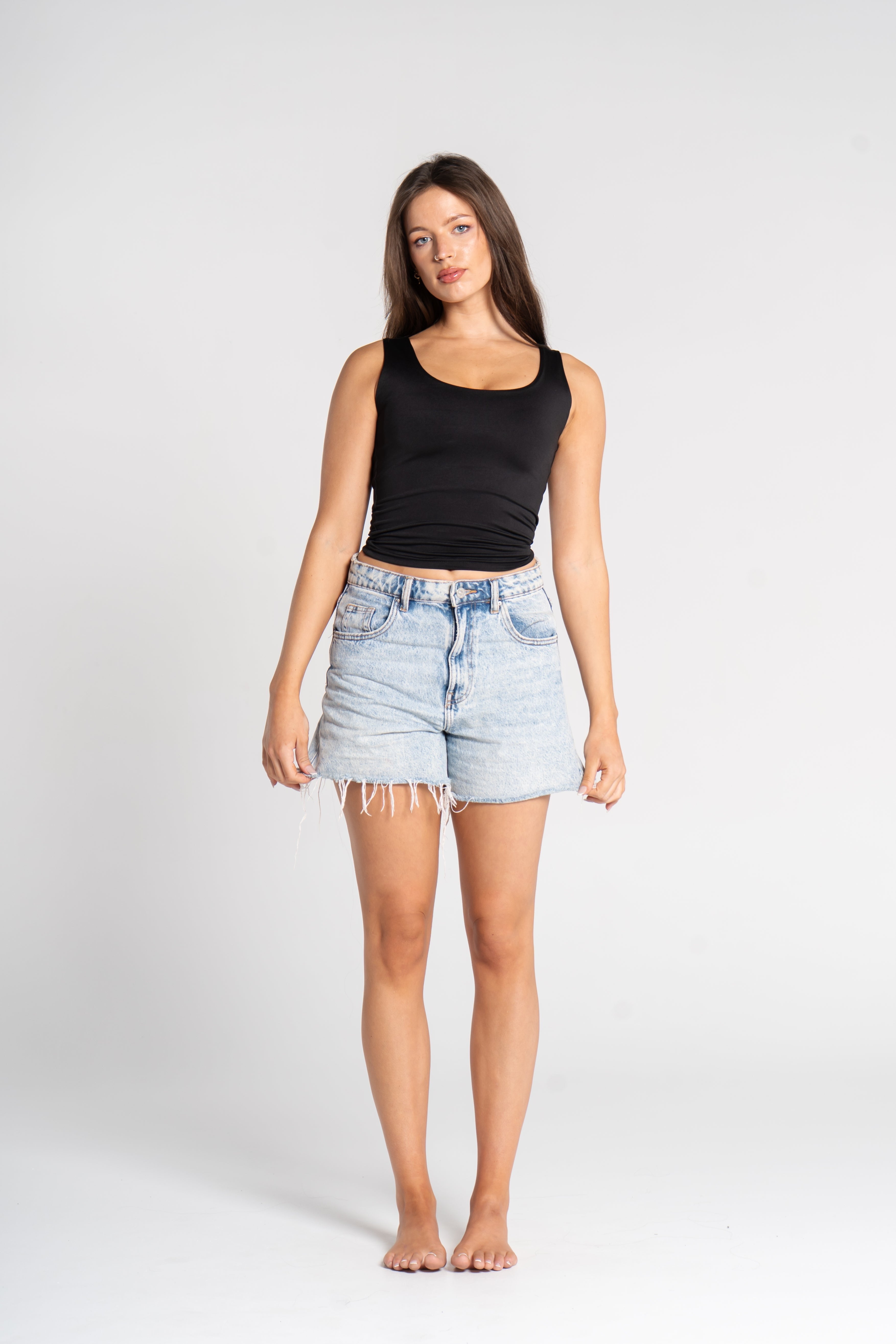TANK TOP WIDE NECK (Black & White )