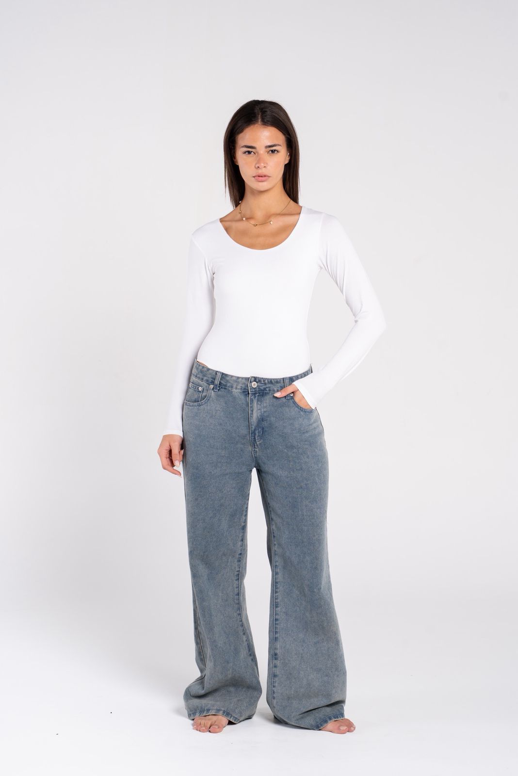 COTTON WIDE NECK LONG SLEEVE BODYSUIT