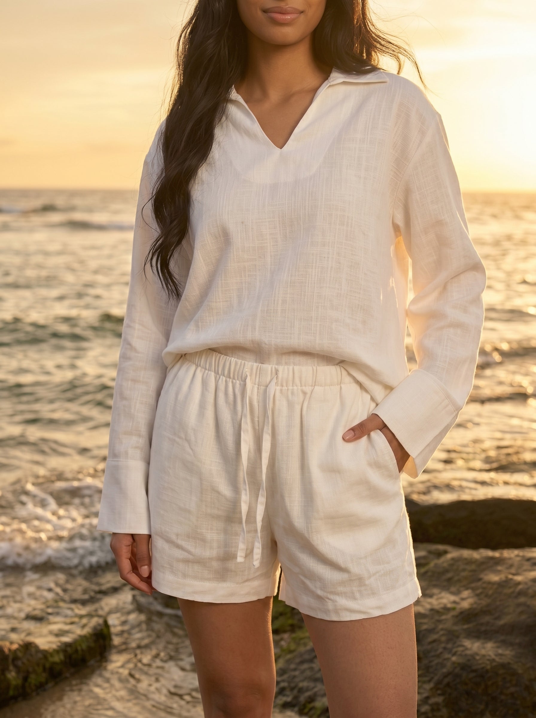 REFINED LINEN SHORTS