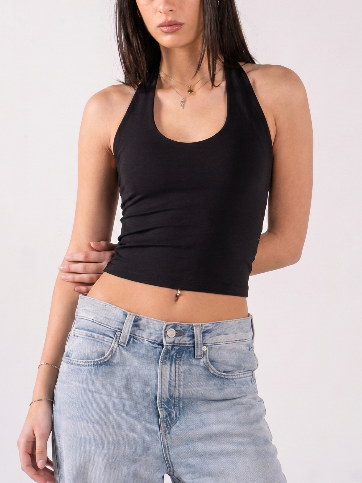 REFINED COTTON HALTER TOP