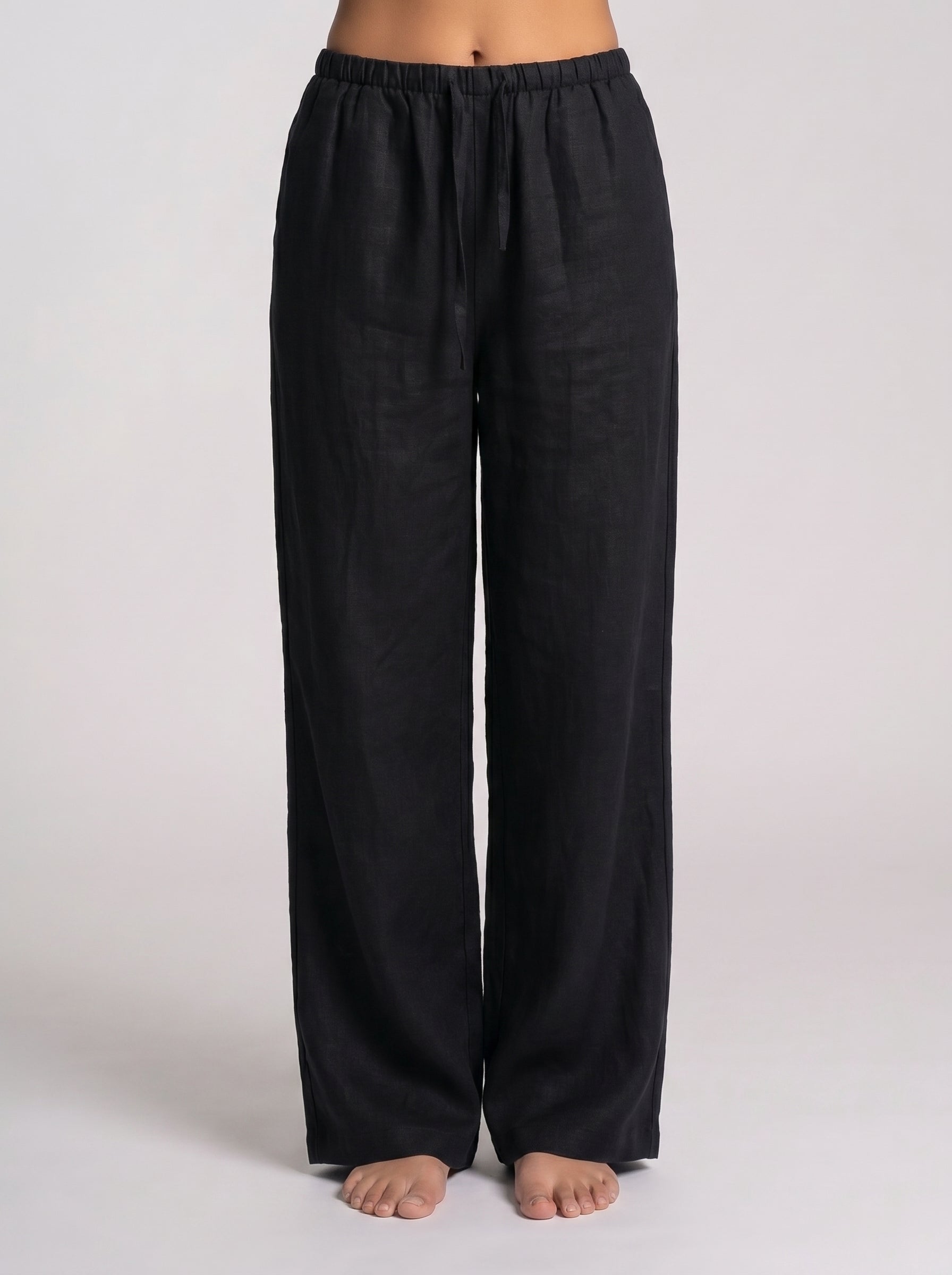 REFINED LINEN WIDE-LEG PANTS