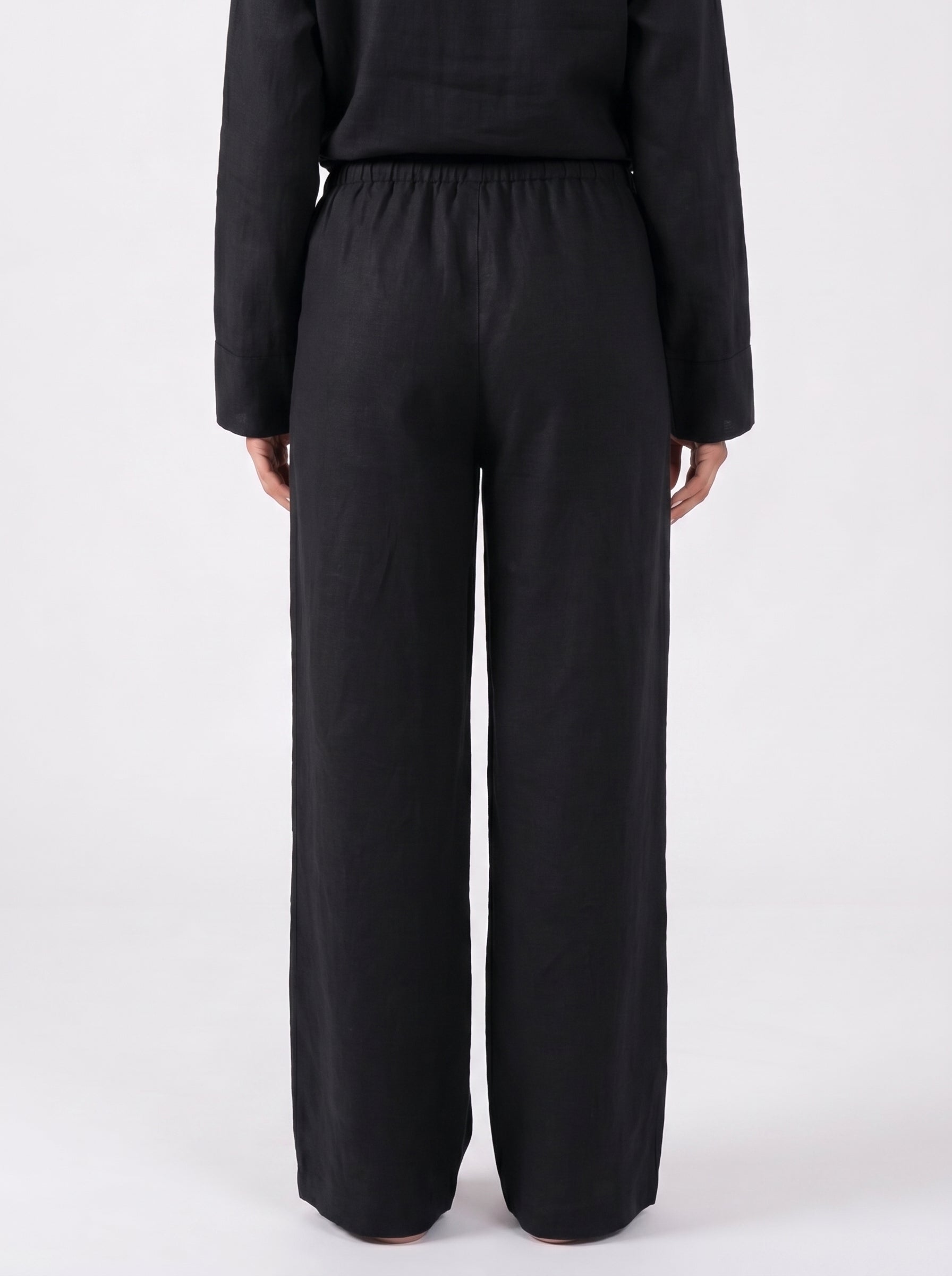 REFINED LINEN WIDE-LEG PANTS