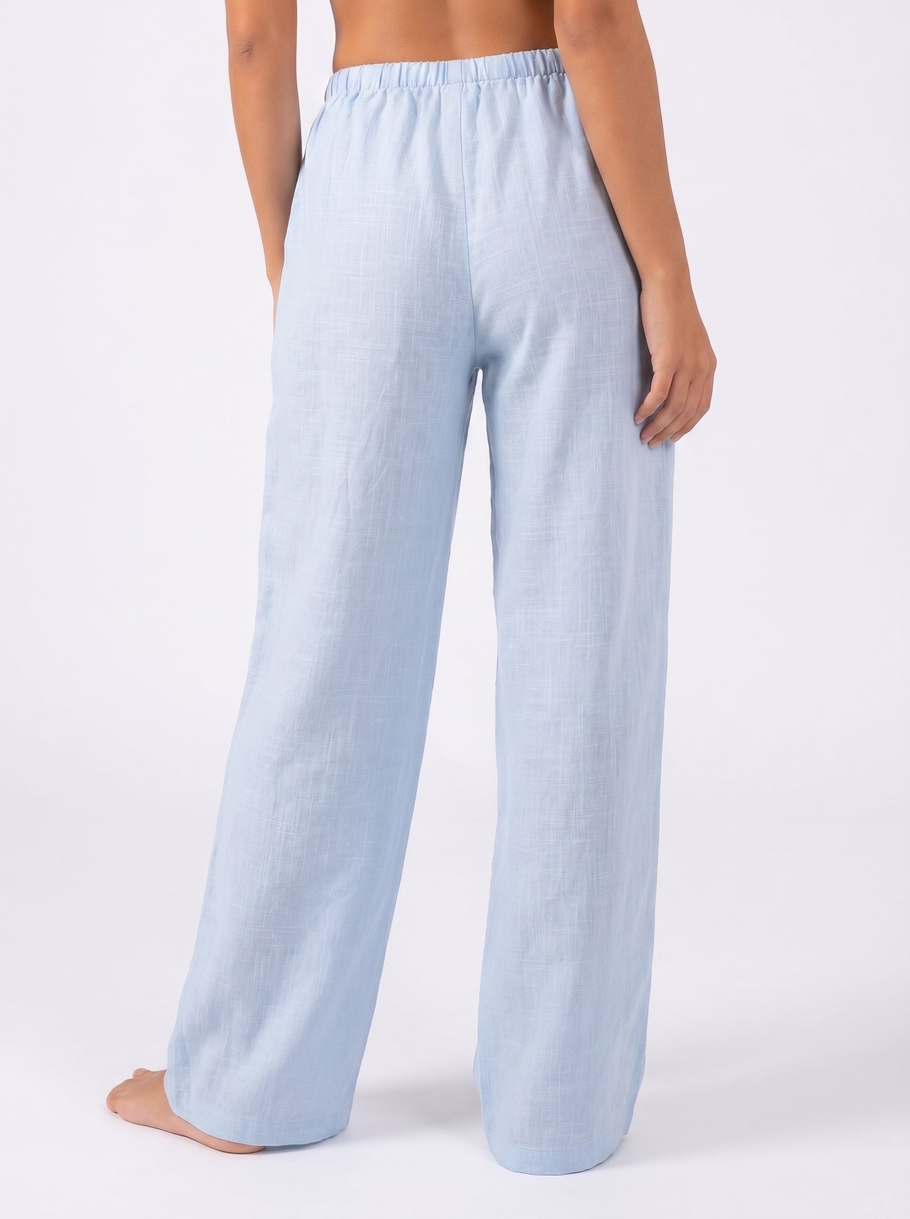 REFINED LINEN WIDE-LEG PANTS