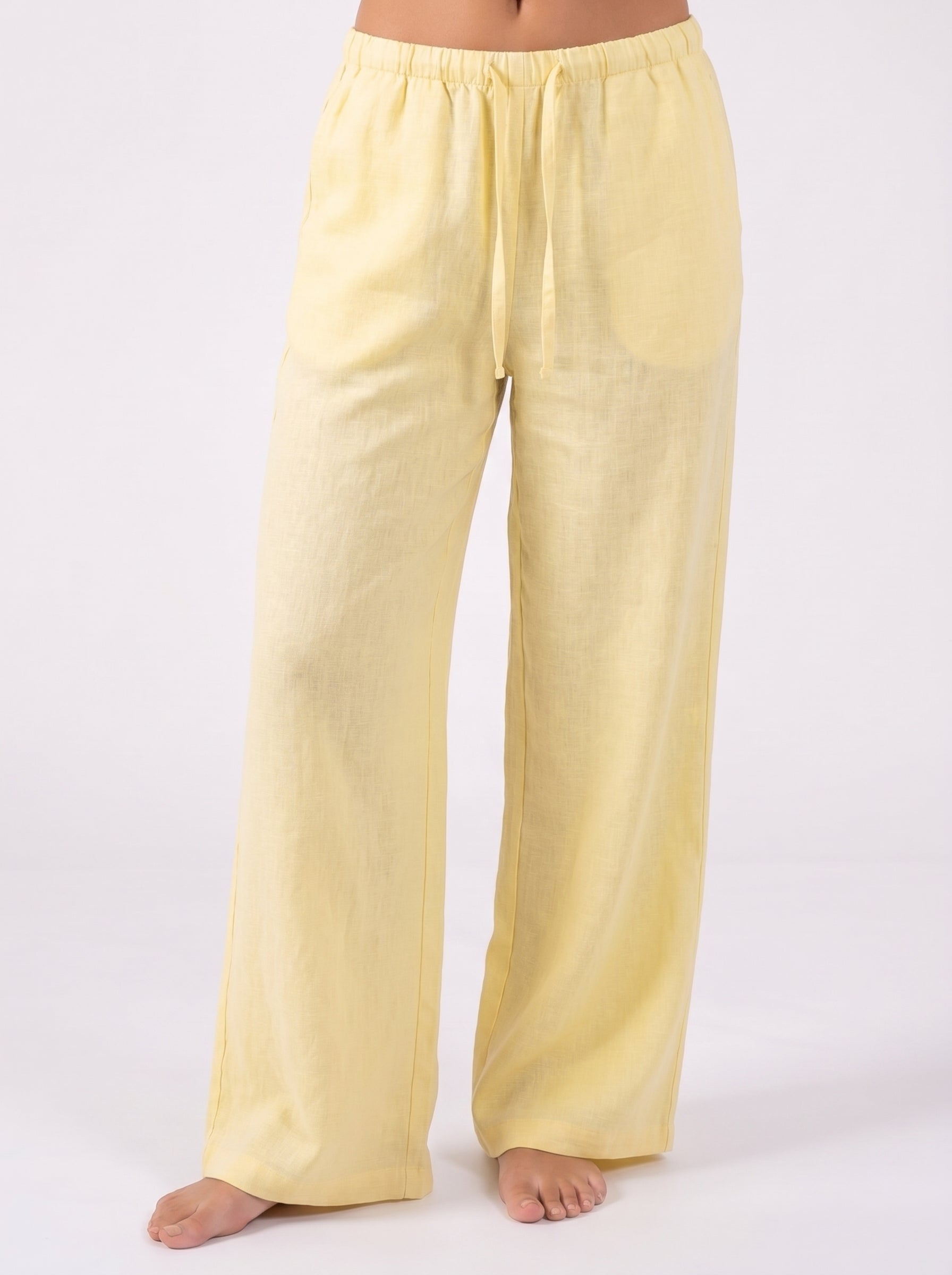REFINED LINEN WIDE-LEG PANTS