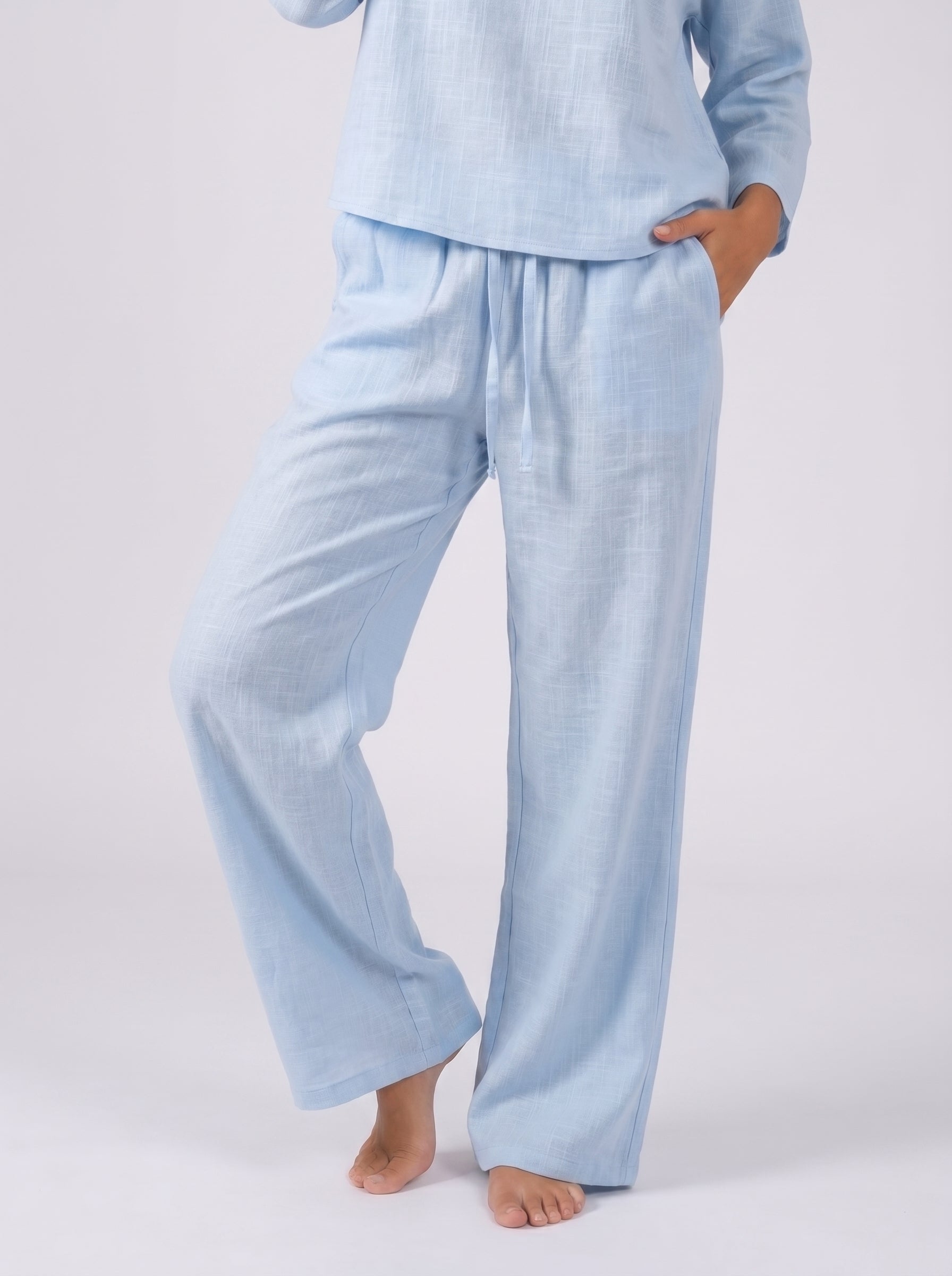 REFINED LINEN WIDE-LEG PANTS