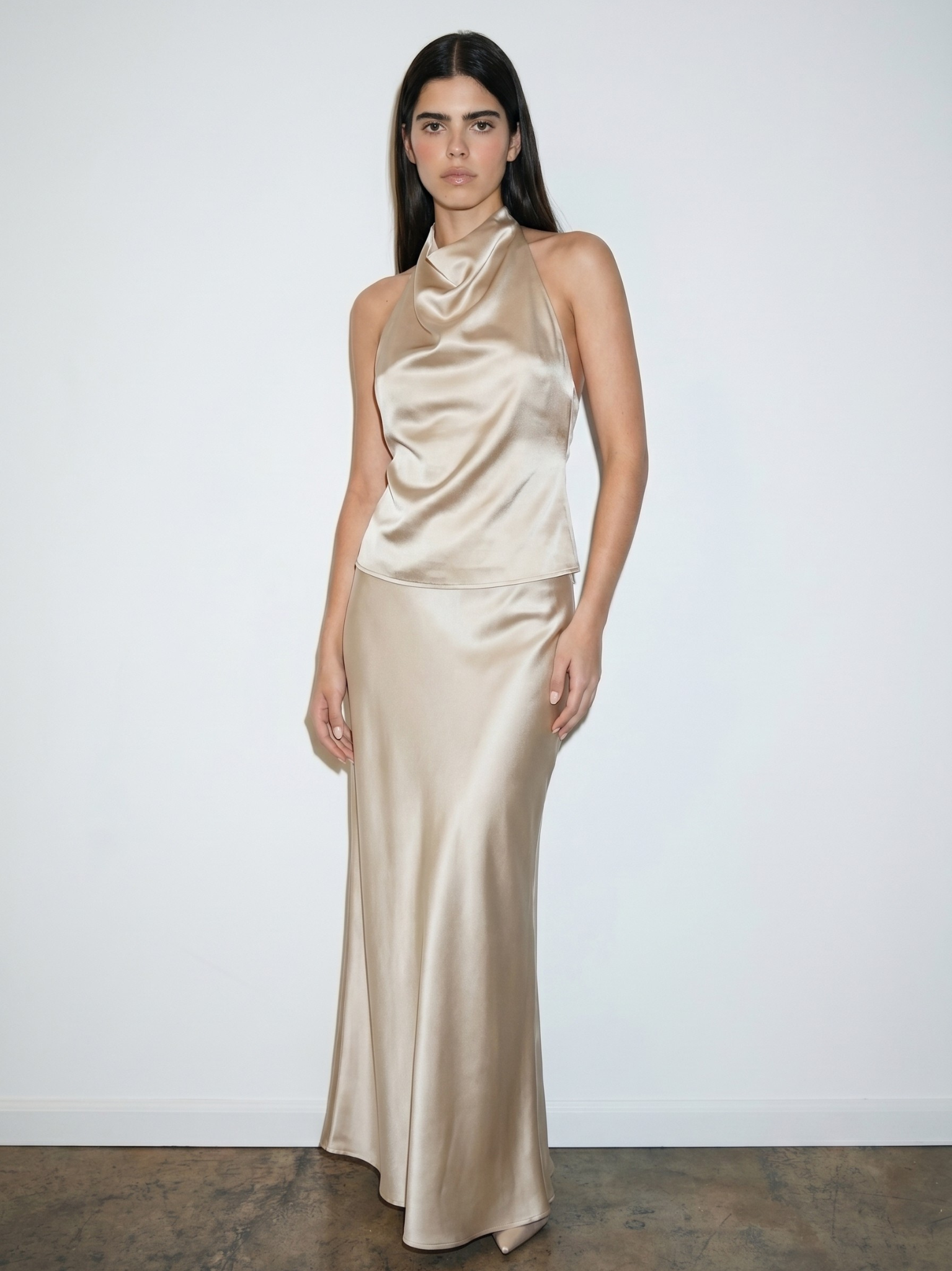 REFINED SATIN MIDI SKIRT
